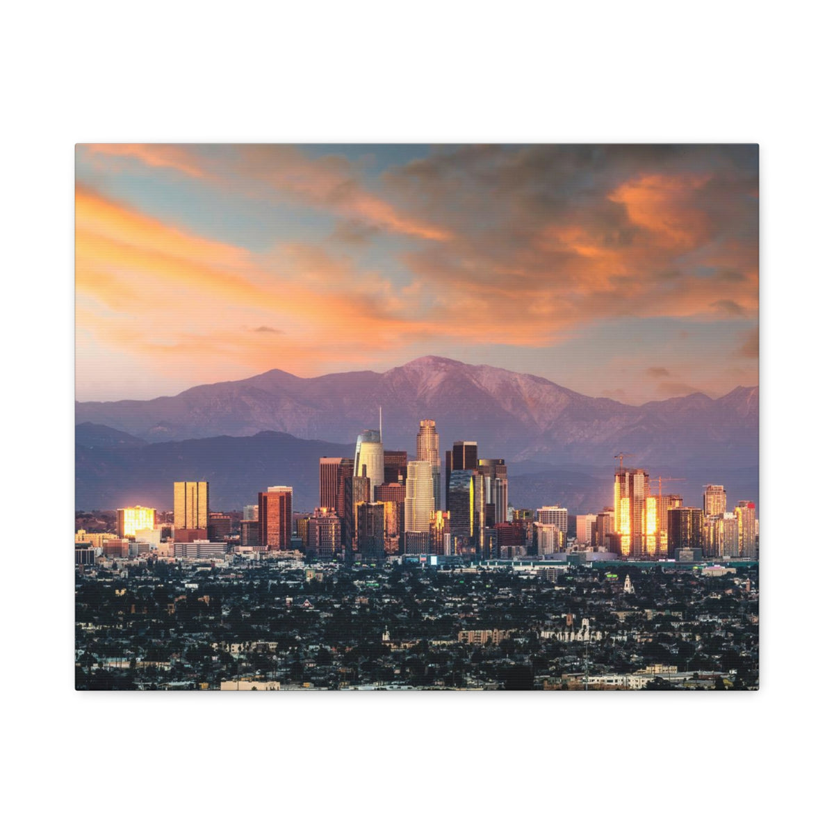 Los Angeles Daytime Skyline Canvas Artwork High-Quality Breathtaking Stunning Cityscape for Home Decor Ready to Hang-Express Your Love Gifts