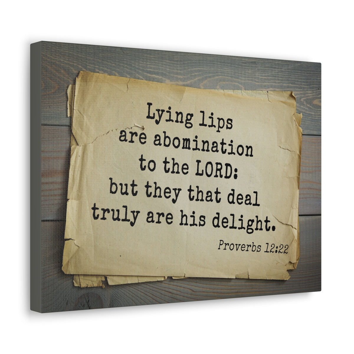 Scripture Canvas His Delight Proverbs 12:22 Christian Wall Art Bible Verse Print Ready to Hang-Express Your Love Gifts