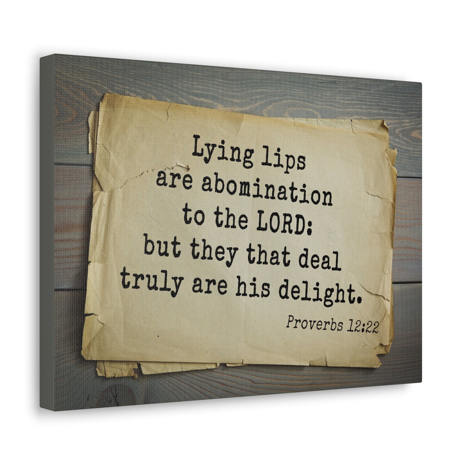 Scripture Canvas His Delight Proverbs 12:22 Christian Wall Art Bible Verse Print Ready to Hang-Express Your Love Gifts