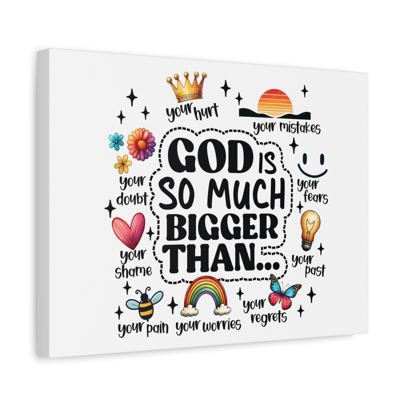 Scripture Walls God Bigger Than Everything Bible Verse Canvas Christian Wall Art Ready to Hang Unframed-Express Your Love Gifts