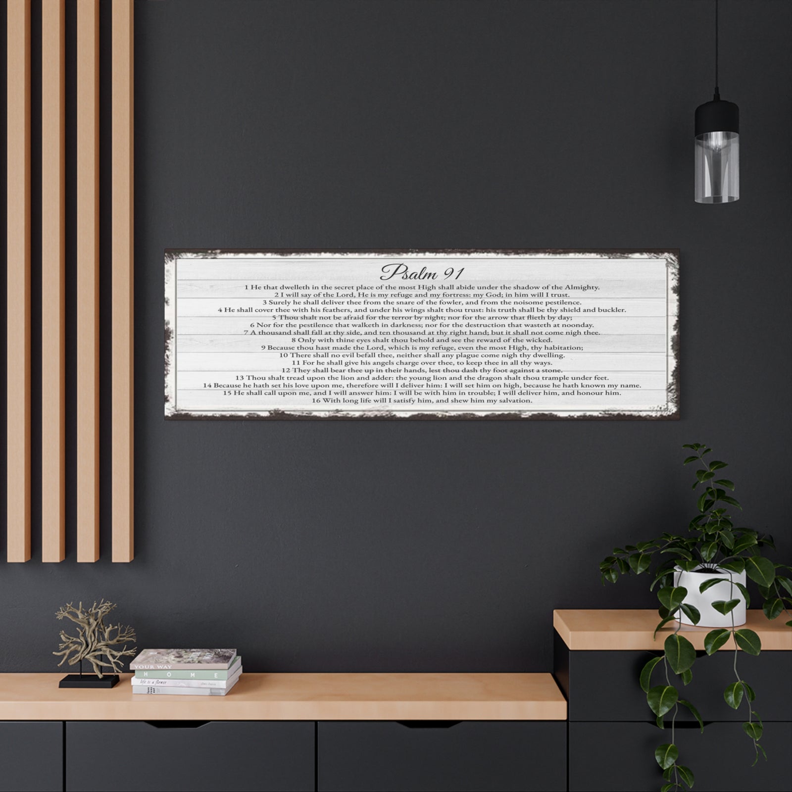 Scripture Walls Psalm 91 English Landscape White Bible Verse Canvas Christian Wall Art Ready to Hang Unframed-Express Your Love Gifts