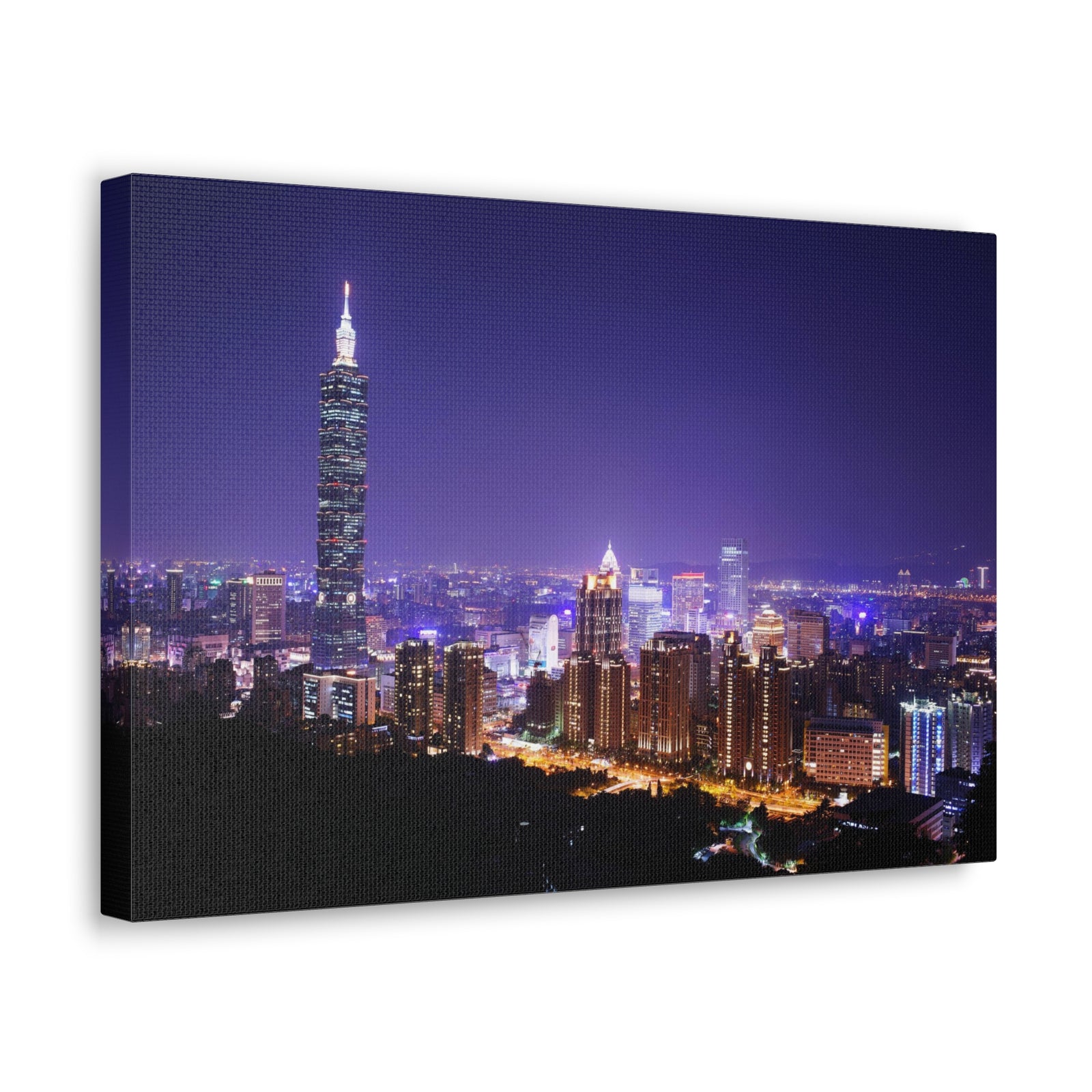 Taipei Night Skyline Canvas Artwork High-Quality Breathtaking Stunning Cityscape for Home Decor Ready to Hang-Express Your Love Gifts