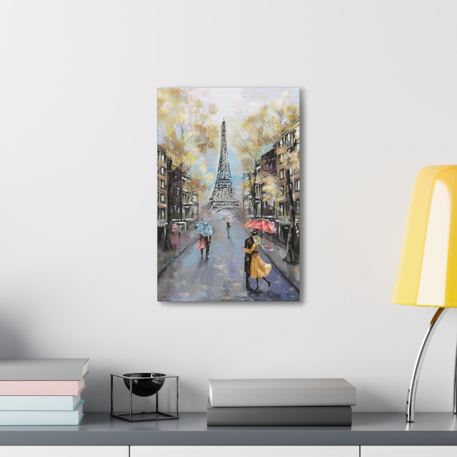 Eiffel Tower Romantic French Couple France Canvas Artwork High-Quality Breathtaking French City for Home Decor Ready to Hang-Express Your Love Gifts