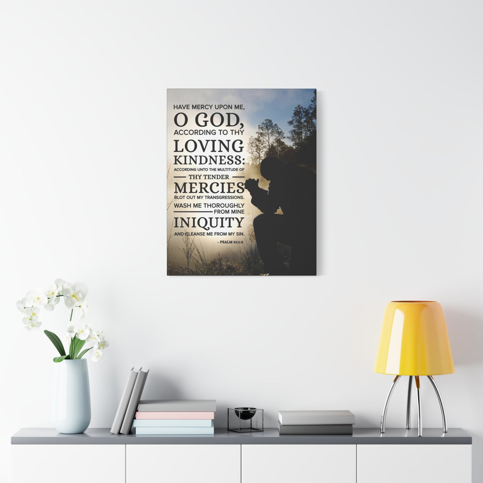 Scripture Canvas Have Mercy Upon Me Psalm 51:12 Christian Wall Art Bible Verse Print Ready to Hang-Express Your Love Gifts