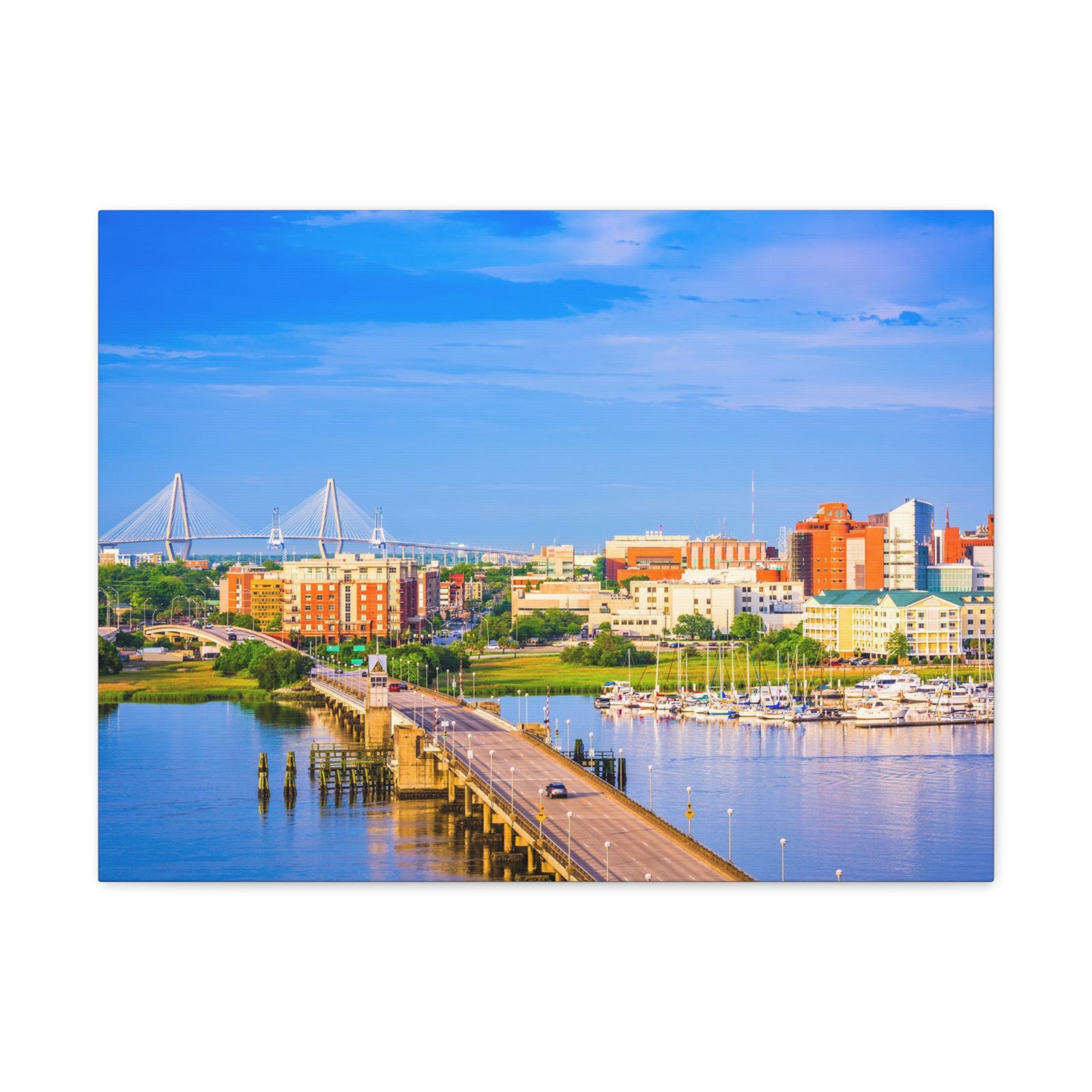Charleston Daytime Skyline Canvas Artwork High-Quality Breathtaking Stunning Cityscape for Home Decor Ready to Hang-Express Your Love Gifts