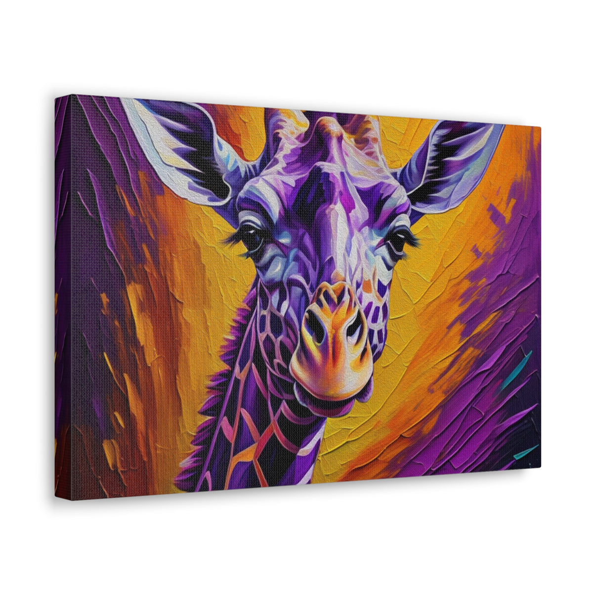 Giraffe Abstract Purple Modern Oil Painting Canvas Wall Art for Home Decor Ready-to-Hang-Express Your Love Gifts