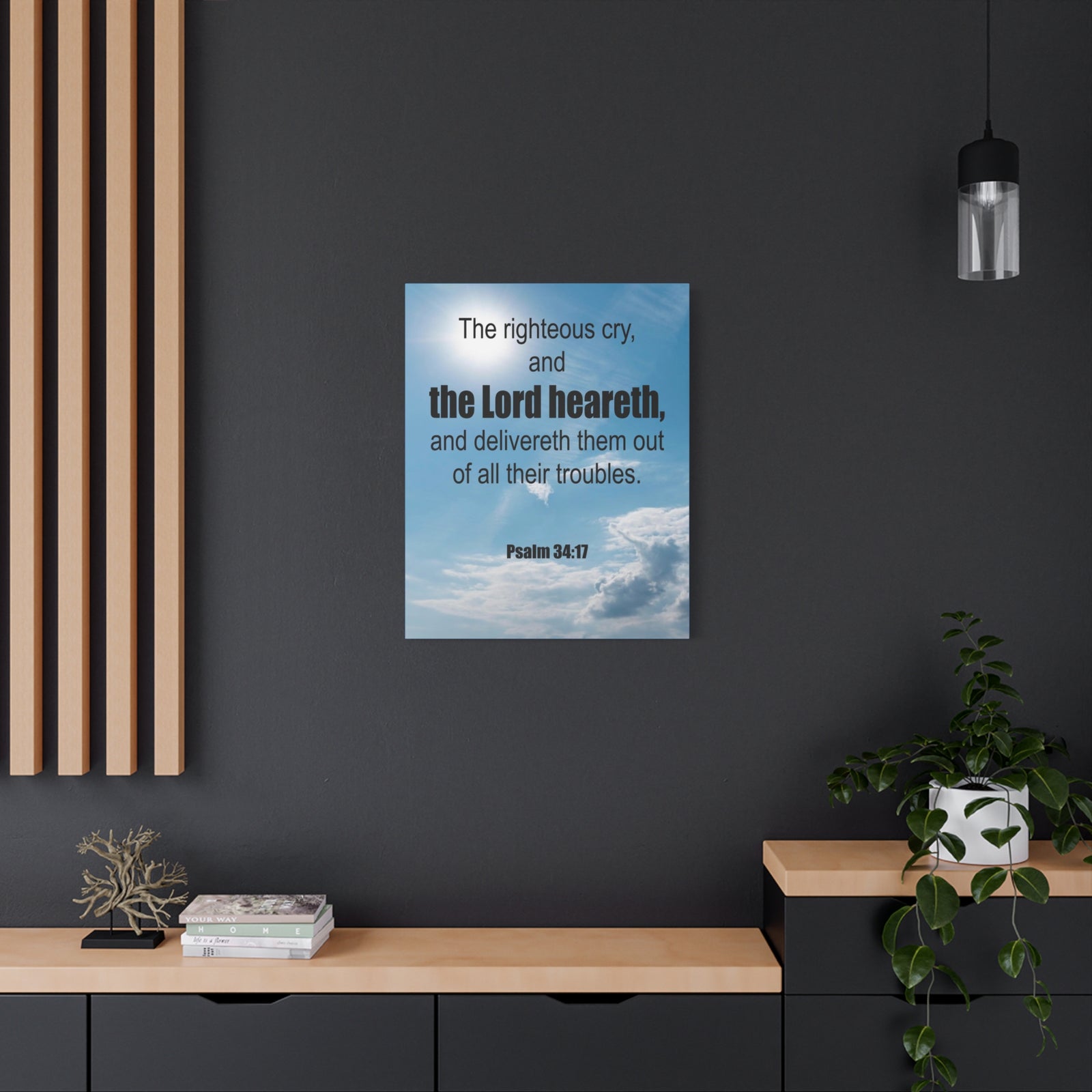 Scripture Walls The Lord Heareth Psalm 34:17 Bible Verse Canvas Christian Wall Art Ready to Hang-Express Your Love Gifts