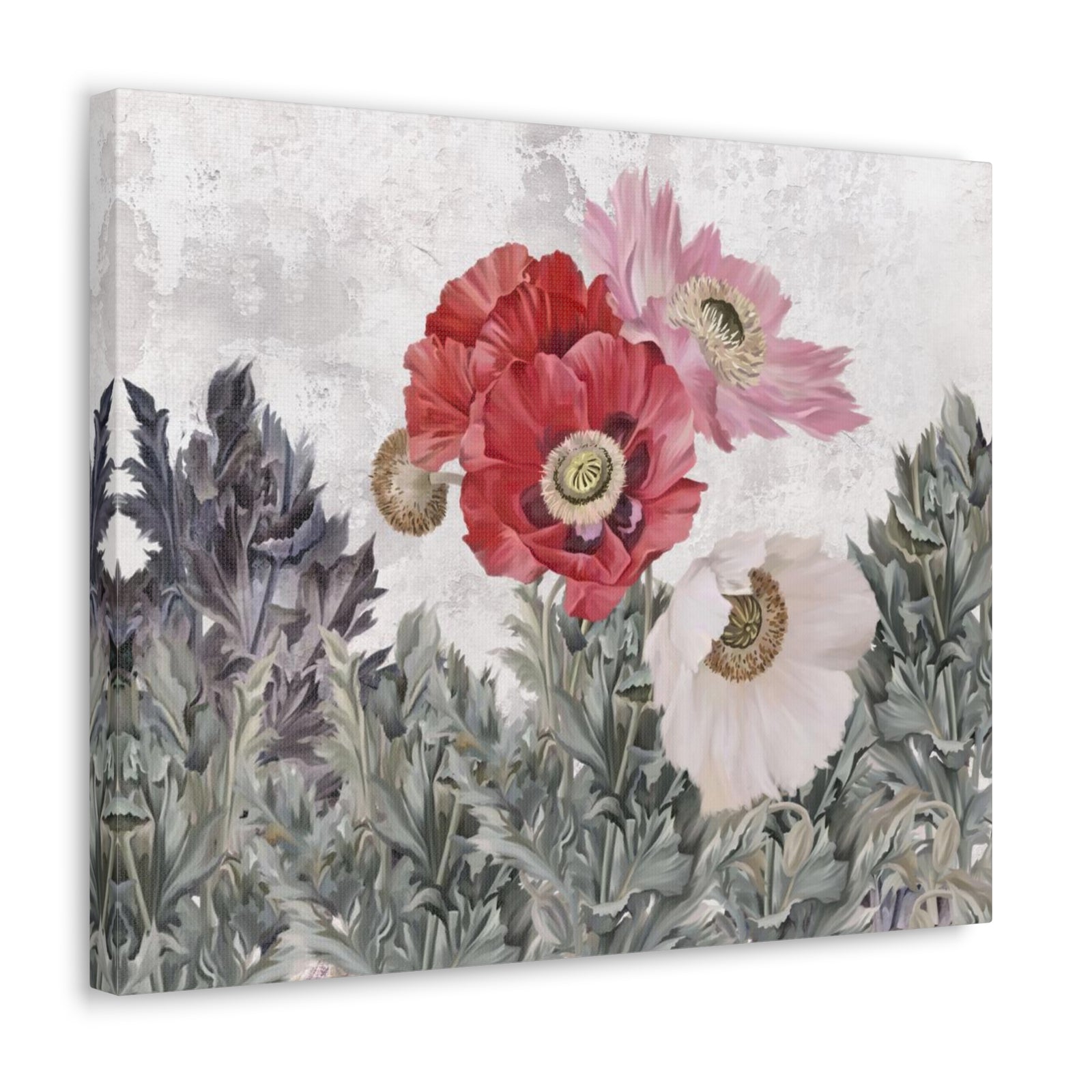 Poppies Flowers Illustration Flower Canvas Wall Art for Home Decor Ready-to-Hang-Express Your Love Gifts