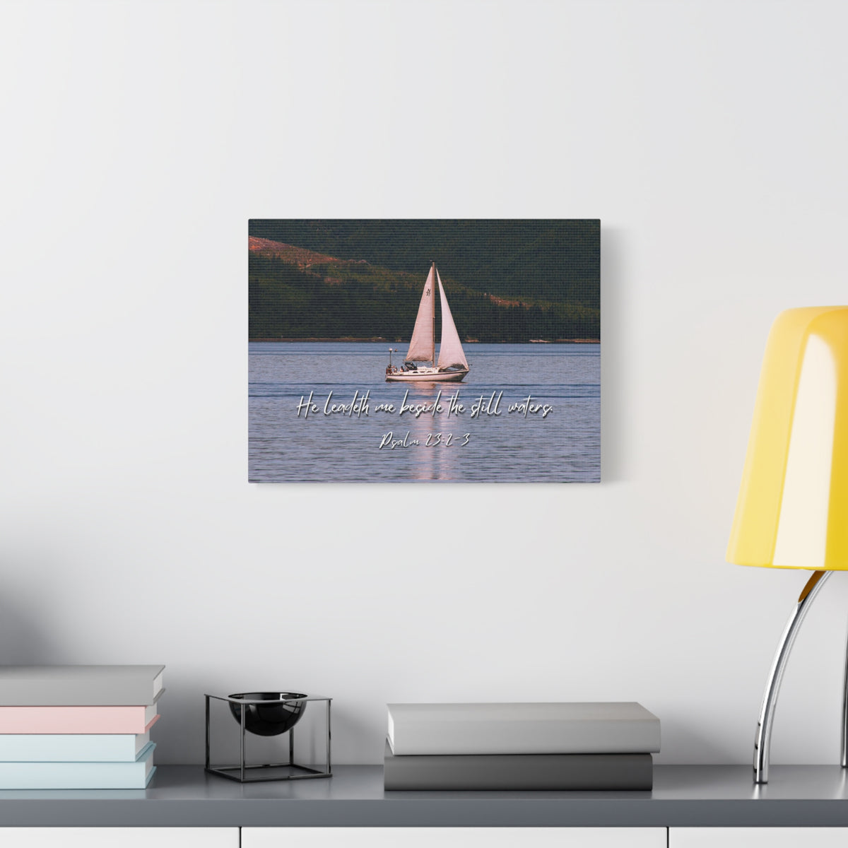 Scripture Walls He Leadeth Me Psalm 23:2 Bible Verse Canvas Christian Wall Art Ready to Hang-Express Your Love Gifts