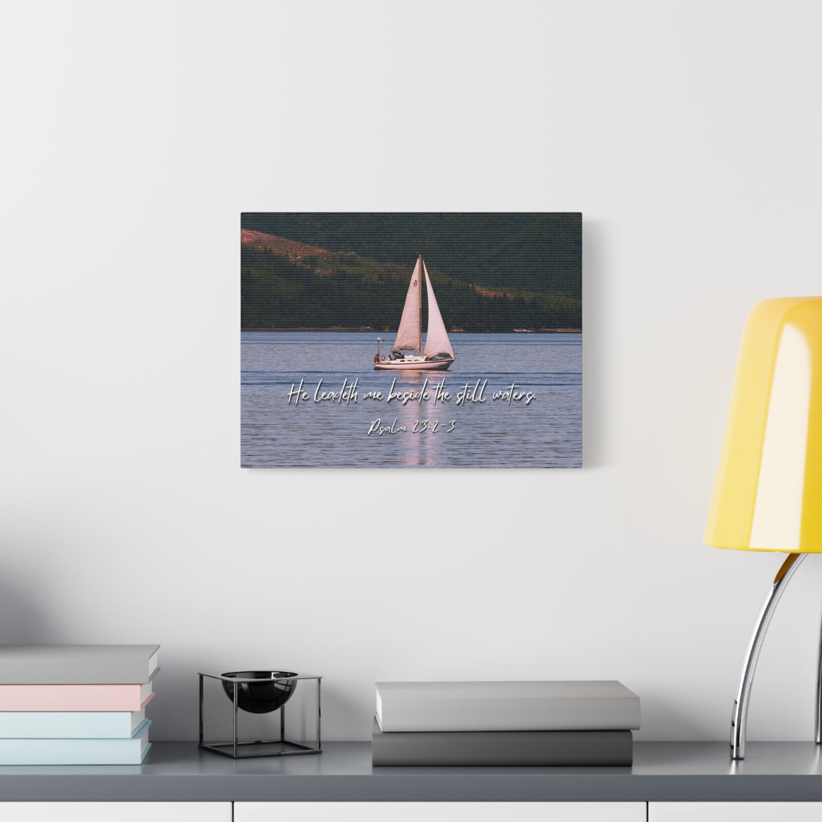 Scripture Walls He Leadeth Me Psalm 23:2 Bible Verse Canvas Christian Wall Art Ready to Hang-Express Your Love Gifts