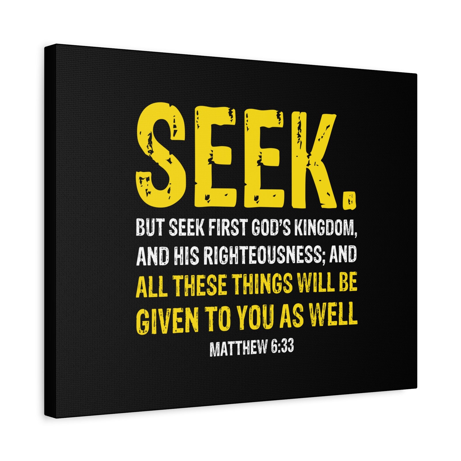 Scripture Walls Matthew 6:33 His Righteousness Yellow Black Christian Wall Art Bible Verse Print Ready to Hang-Express Your Love Gifts
