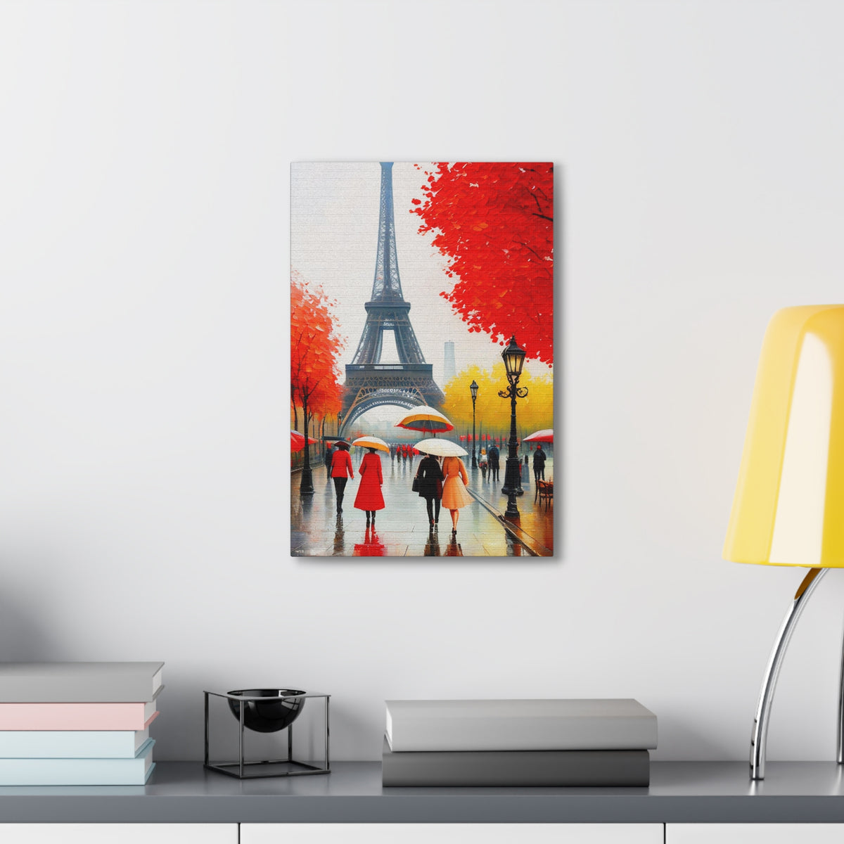 Paris Eiffel Tower Red Dress And Red Tree France Canvas Artwork High-Quality Breathtaking French City for Home Decor Ready to Hang-Express Your Love Gifts