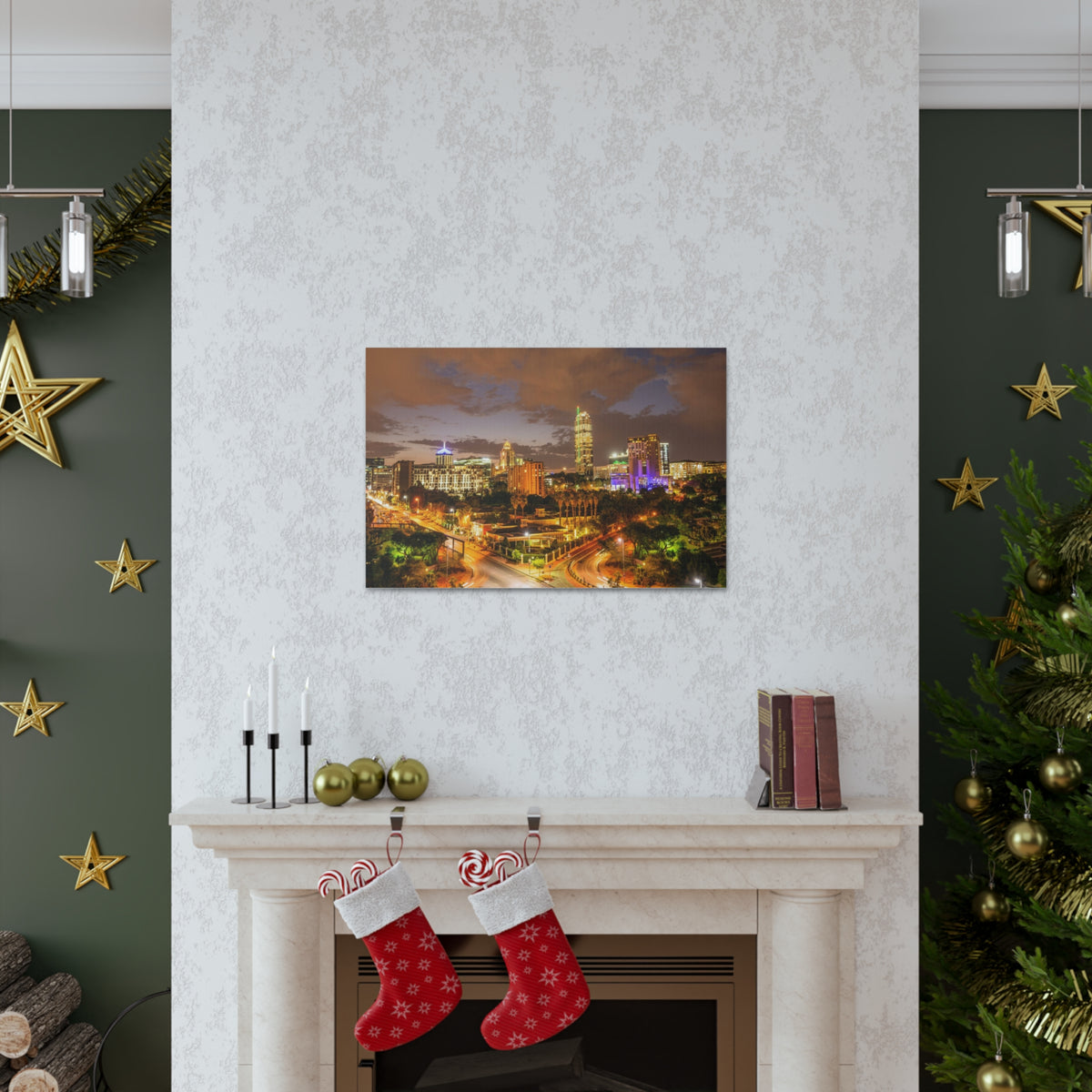 Johannesburg Night Skyline Canvas Artwork High-Quality Breathtaking Stunning Cityscape for Home Decor Ready to Hang-Express Your Love Gifts
