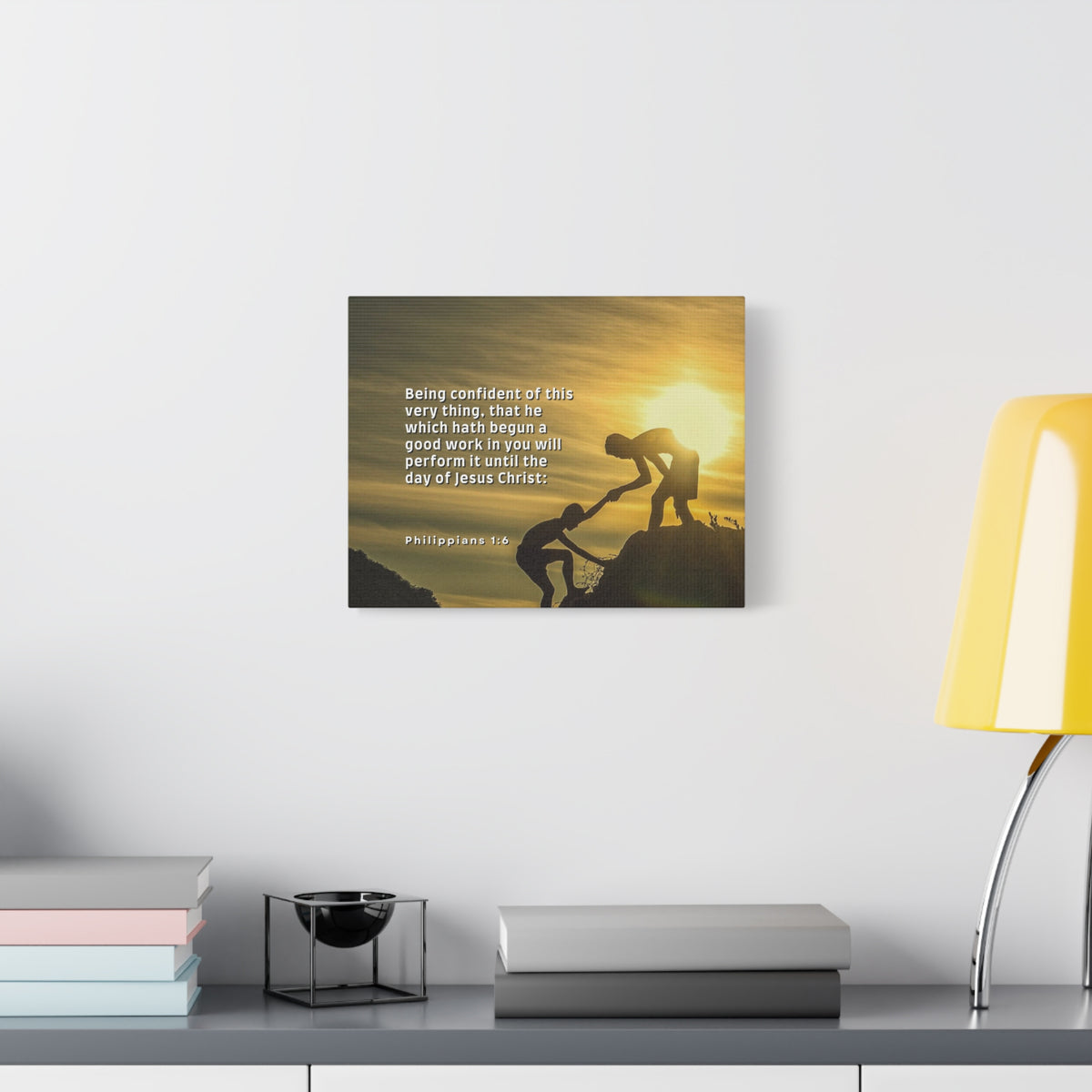 Scripture Canvas Being Confident Philippians 1:6 Christian Wall Art Bible Verse Print Ready to Hang-Express Your Love Gifts