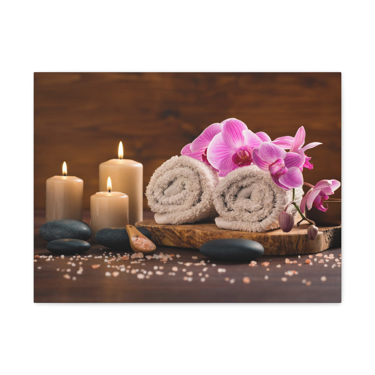 Rolled Towel and Orchids Forest Floral Nature Photography Canvas Wall Art for Home Decor Ready-to-Hang-Express Your Love Gifts