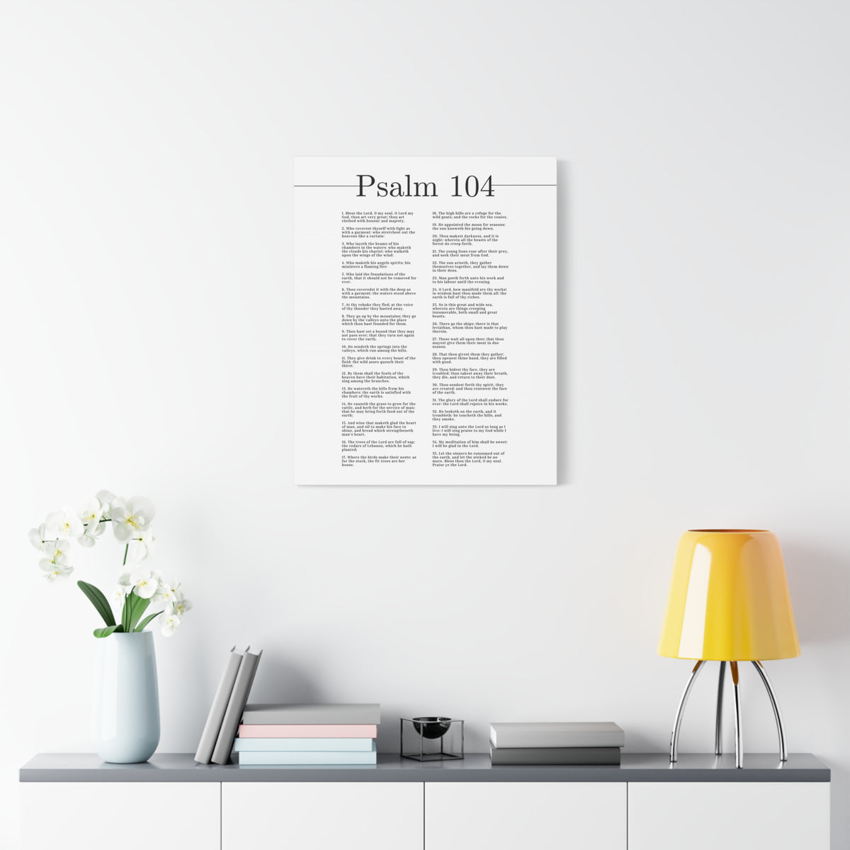 Scripture Canvas Clothed In Honour And Majesty Psalm 104 Christian Wall Art Bible Verse Print Ready to Hang-Express Your Love Gifts