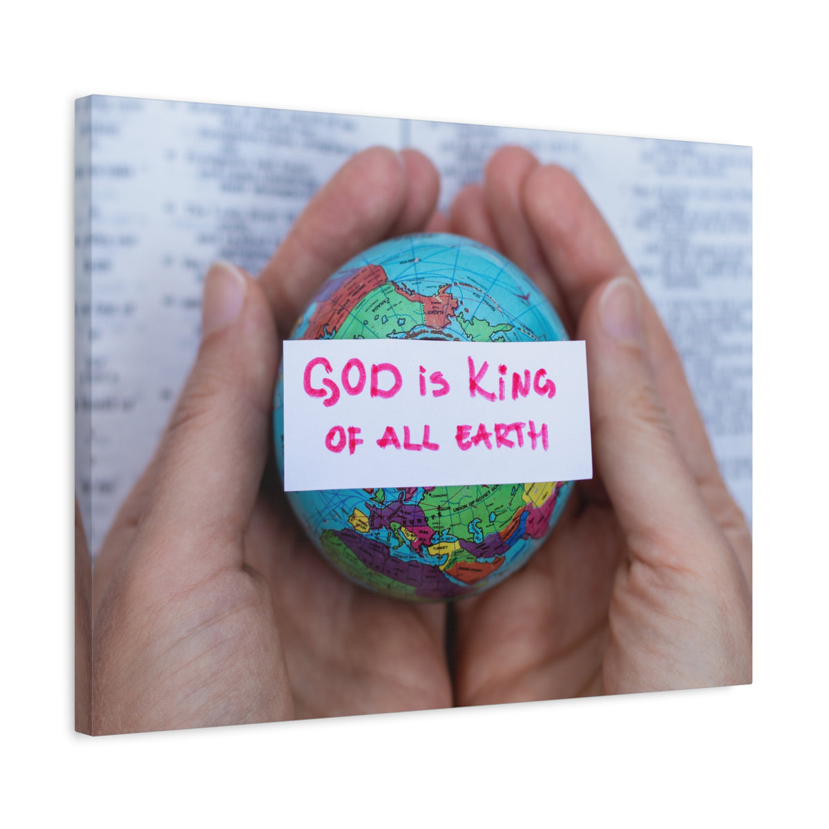 Scripture Canvas King Of All Earth Psalm 29:10 Christian Wall Art Bible Verse Print Ready to Hang-Express Your Love Gifts
