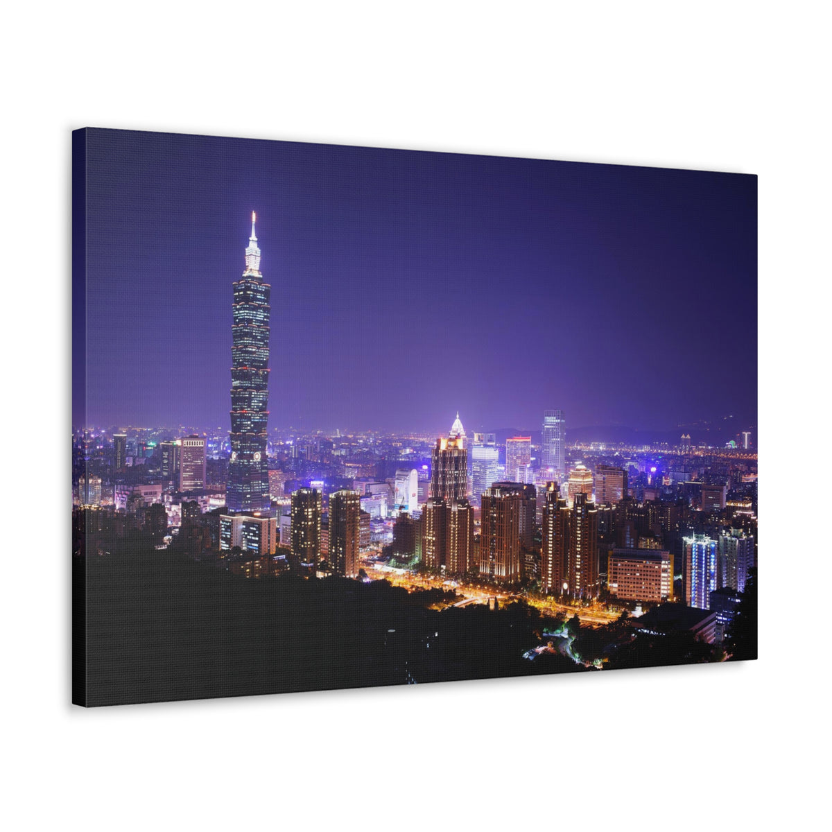Taipei Night Skyline Canvas Artwork High-Quality Breathtaking Stunning Cityscape for Home Decor Ready to Hang-Express Your Love Gifts