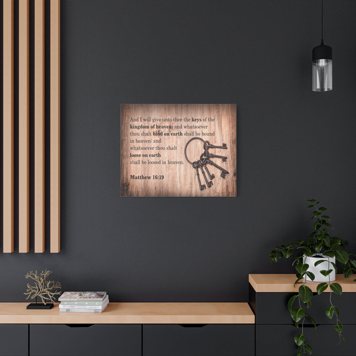 Scripture Canvas Bind on Earth Matthew 16:19 Christian Wall Art Bible Verse Print Ready to Hang-Express Your Love Gifts