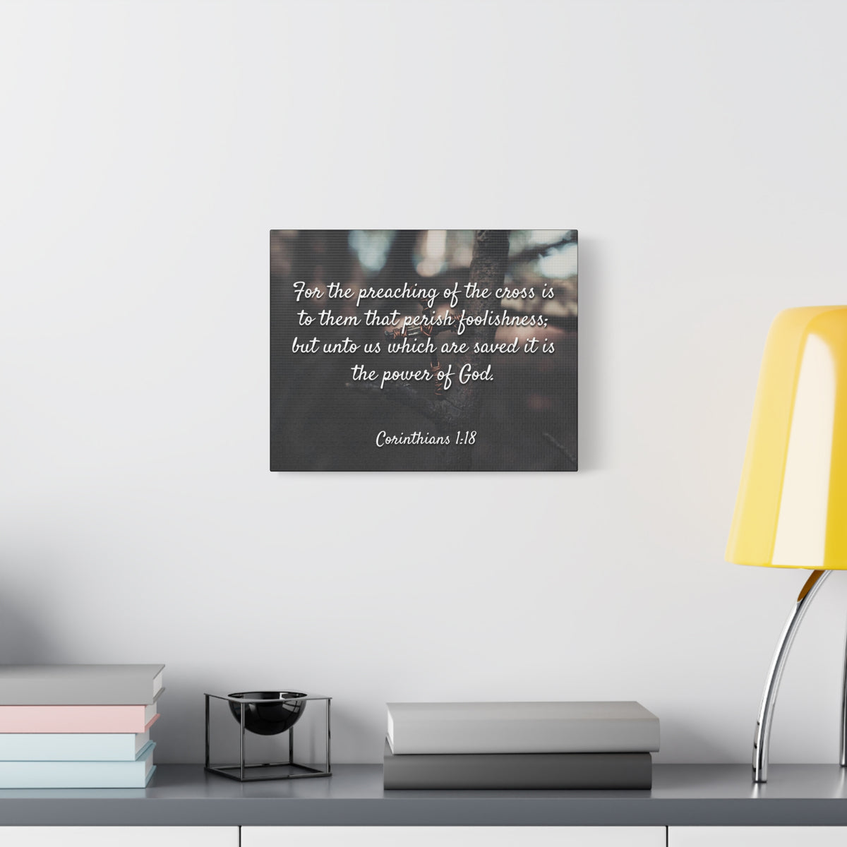Scripture Canvas The Cross 1 Corinthians 1:18 Christian Wall Art Bible Verse Print Ready to Hang-Express Your Love Gifts