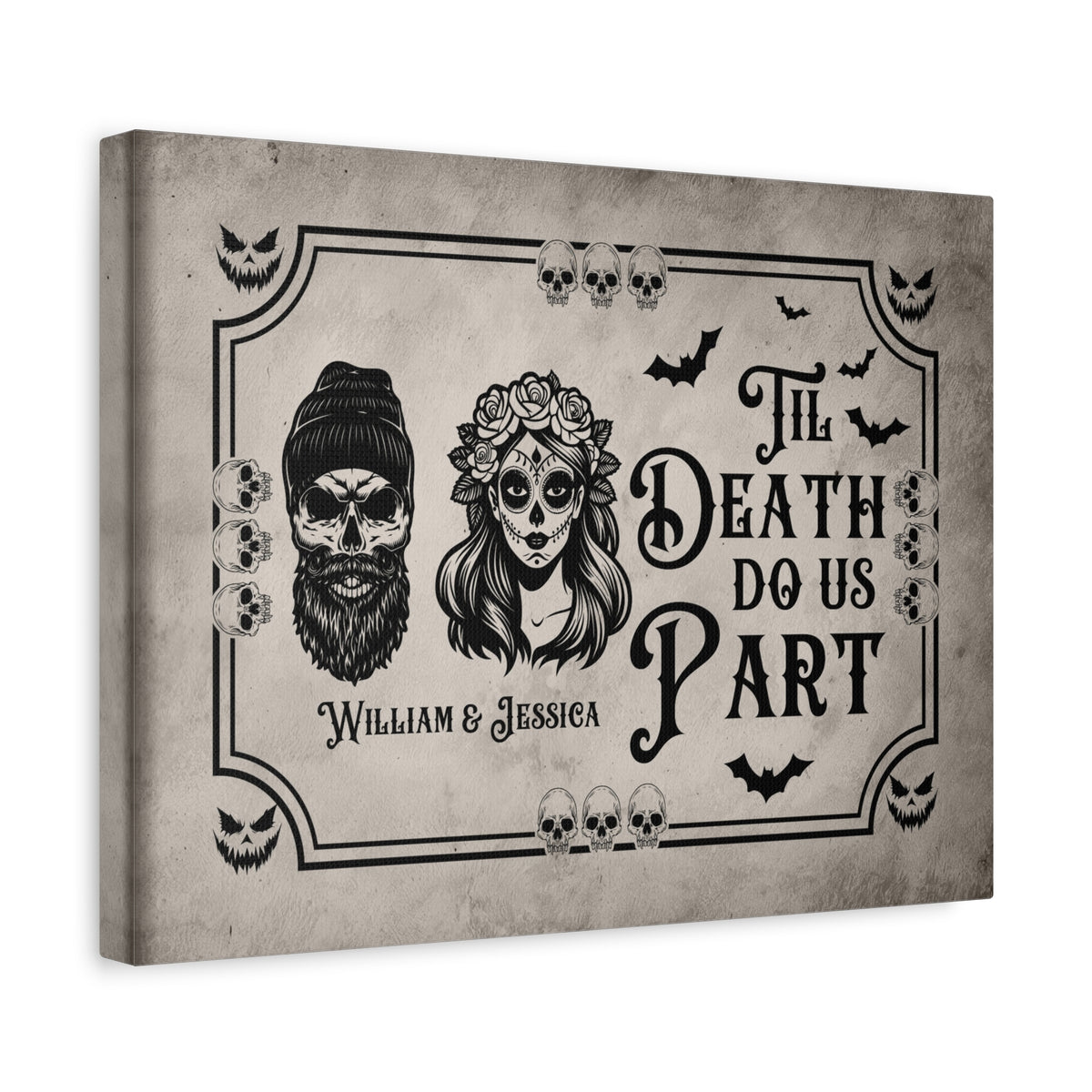 Personalized Till Death Do Us Part Canvas – Gothic Wedding Wall Art-Express Your Love Gifts