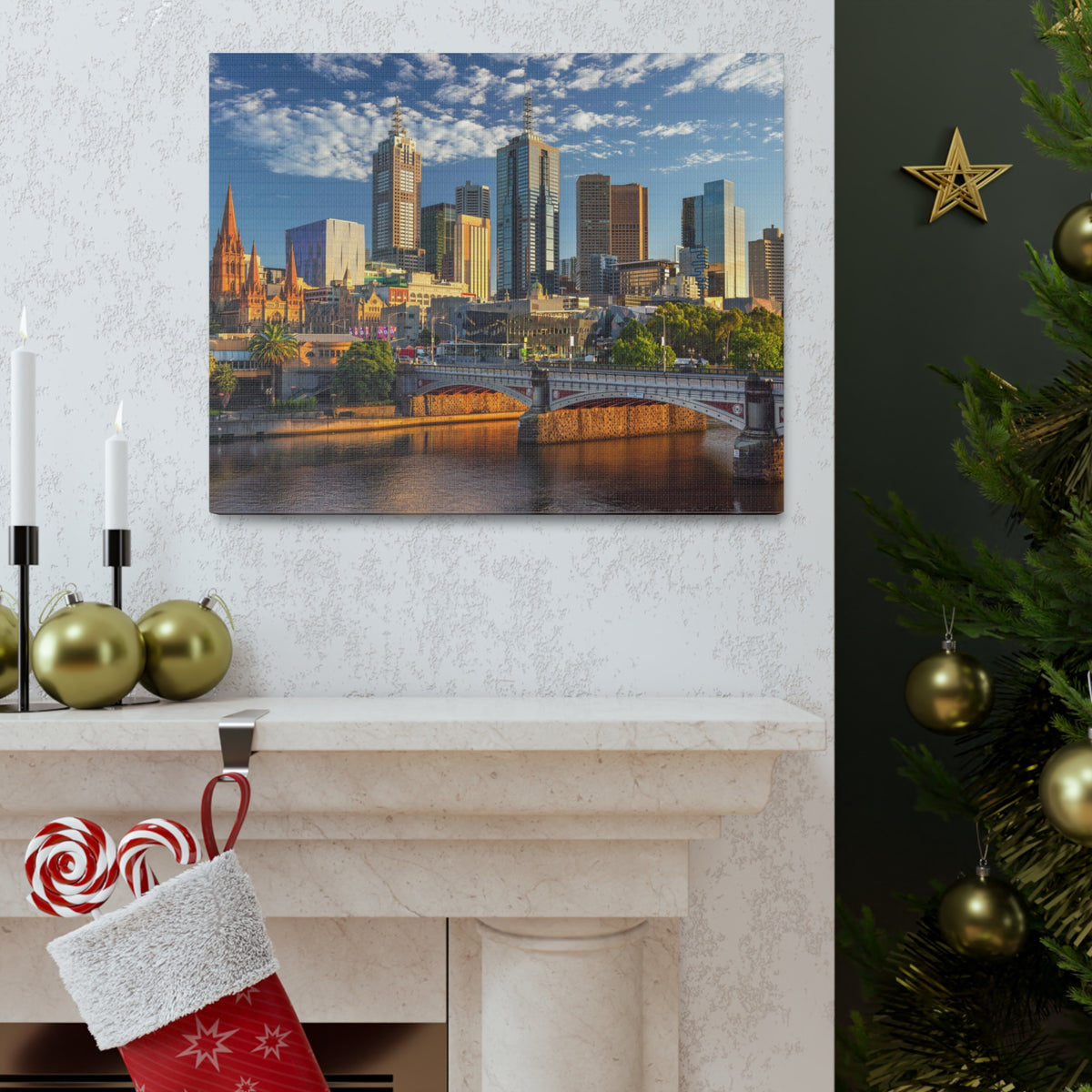 Melbourne Daytime Skyline Canvas Artwork High-Quality Breathtaking Stunning Cityscape for Home Decor Ready to Hang-Express Your Love Gifts