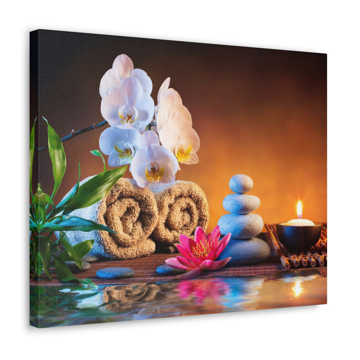 Towels on Bamboo Mat Forest Floral Nature Photography Canvas Wall Art for Home Decor Ready-to-Hang-Express Your Love Gifts