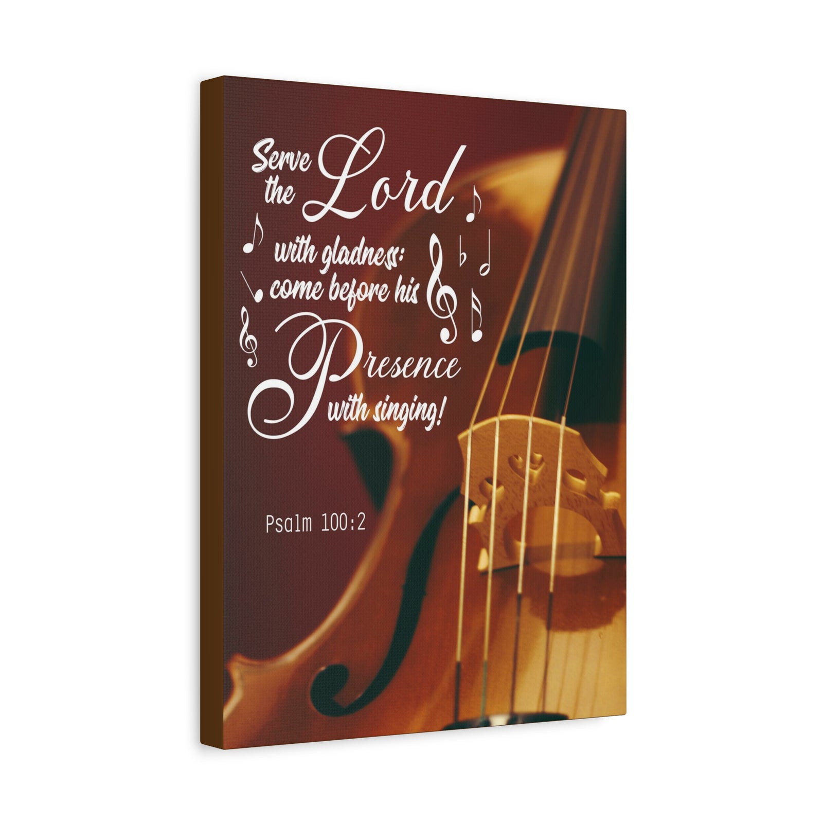 Scripture Canvas Serve the Lord With Gladness Psalm 100:2 Christian Wall Art Bible Verse Print Ready to Hang-Express Your Love Gifts