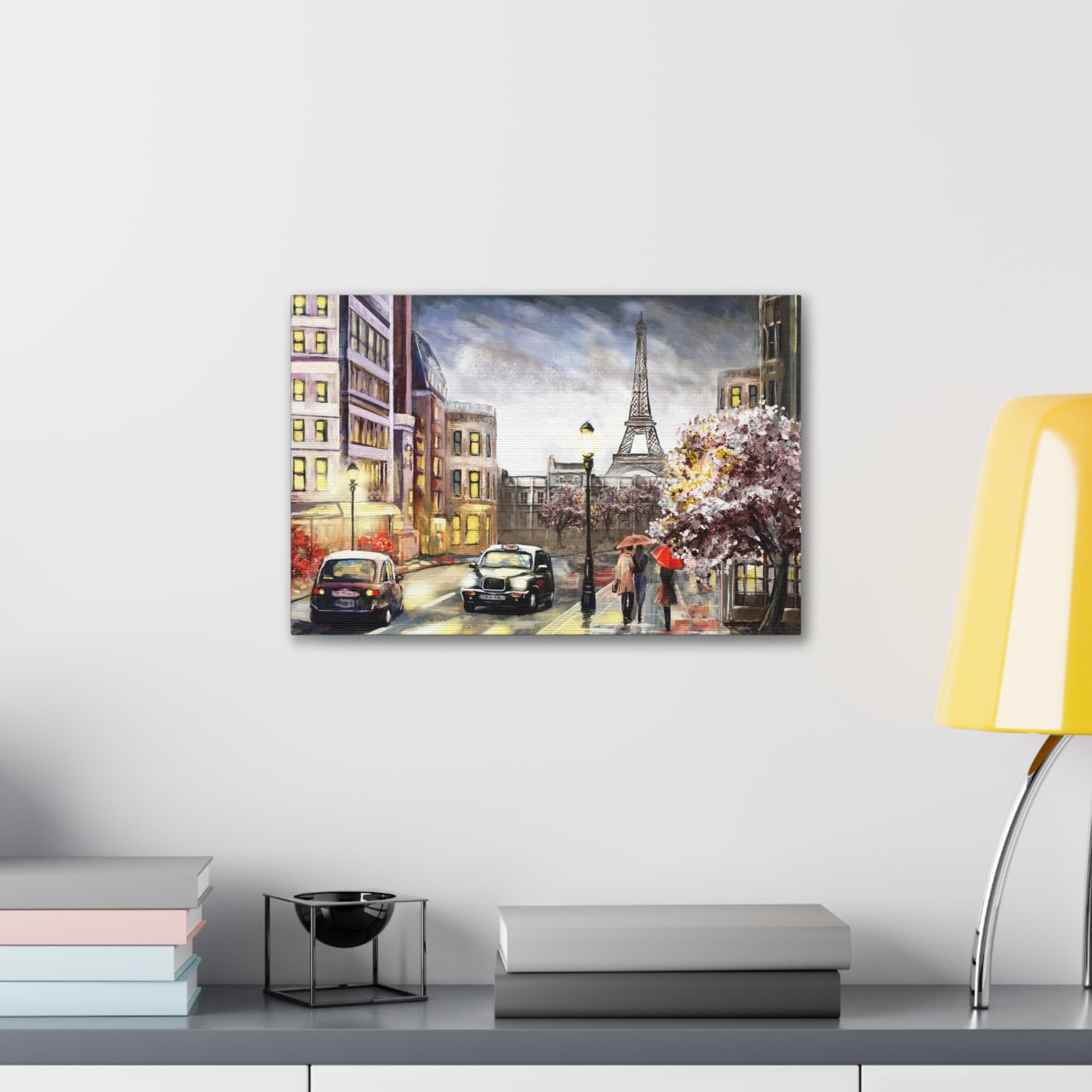 Paris Couple Red Umbrella France Canvas Artwork High-Quality Breathtaking French City for Home Decor Ready to Hang-Express Your Love Gifts