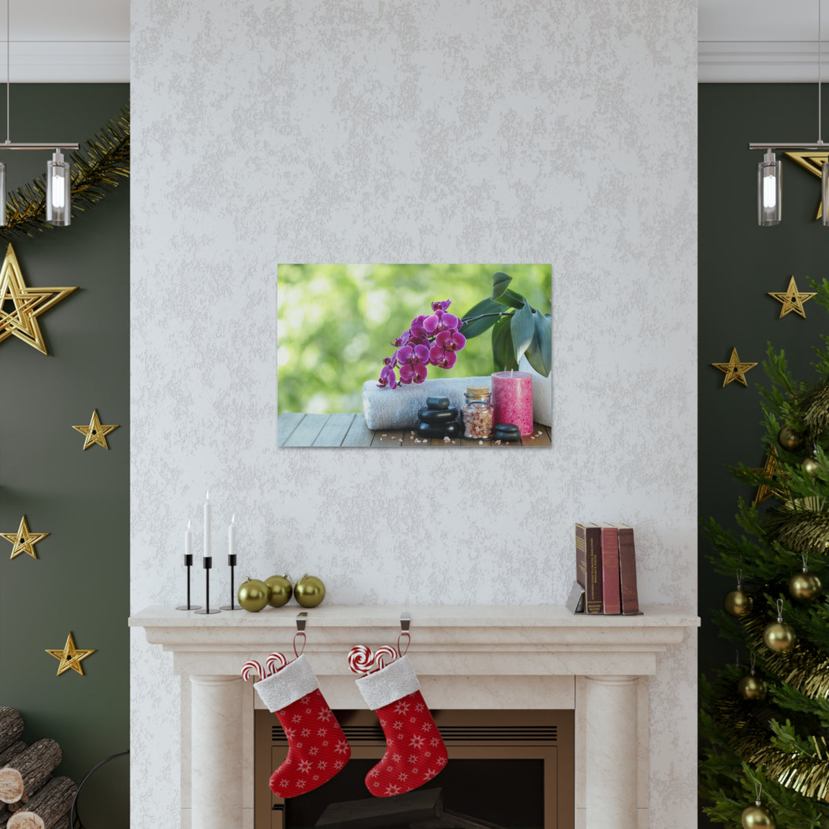 Spa Composition on Wooden Forest Floral Nature Photography Canvas Wall Art for Home Decor Ready-to-Hang-Express Your Love Gifts