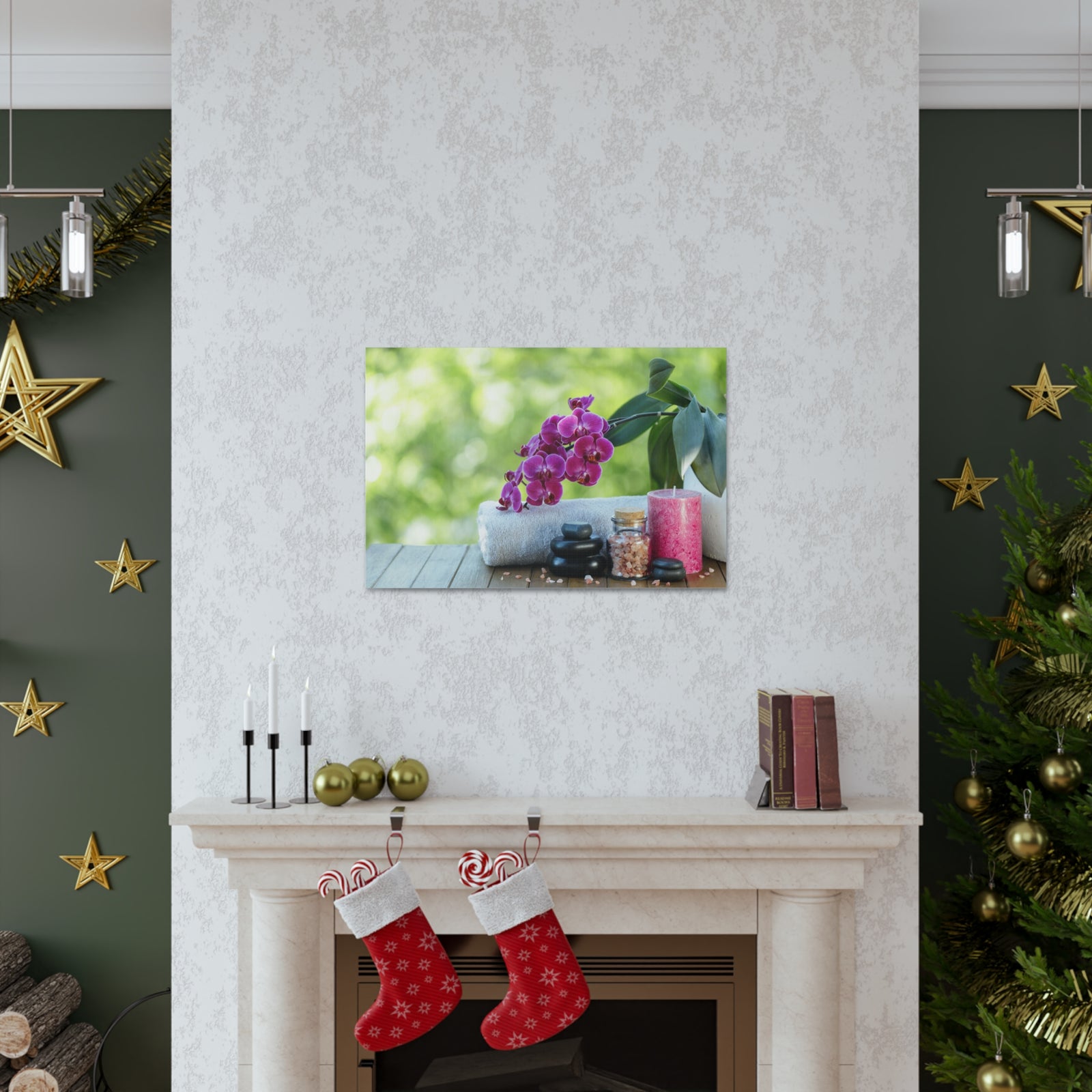 Spa Composition on Wooden Forest Floral Nature Photography Canvas Wall Art for Home Decor Ready-to-Hang-Express Your Love Gifts