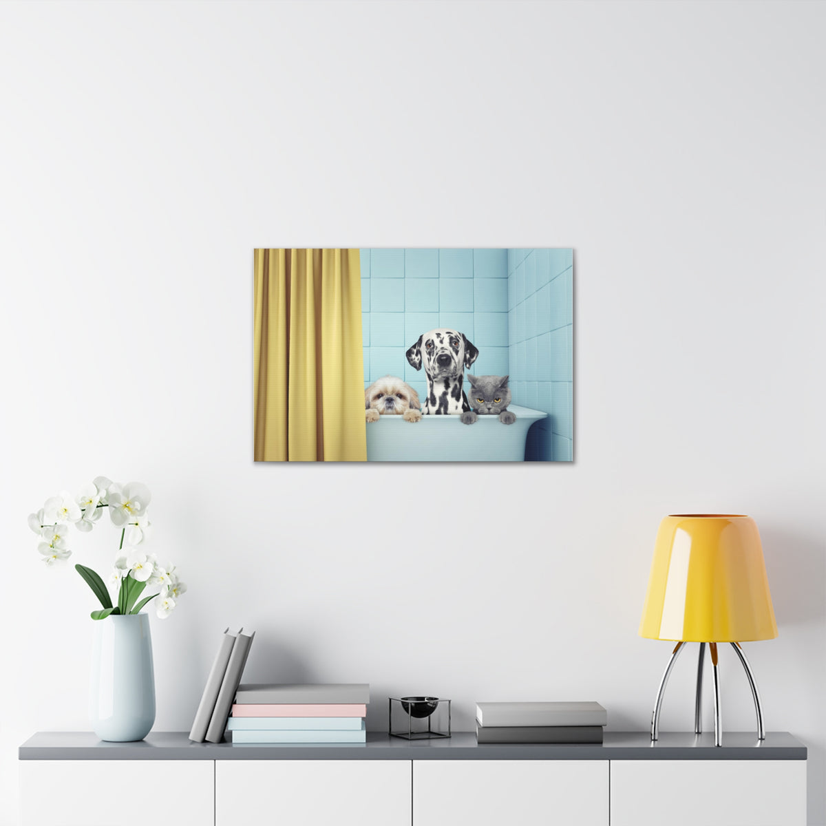 Cute Two Dogs and Cat Canvas Wall Art for Home Decor Ready-to-Hang-Express Your Love Gifts
