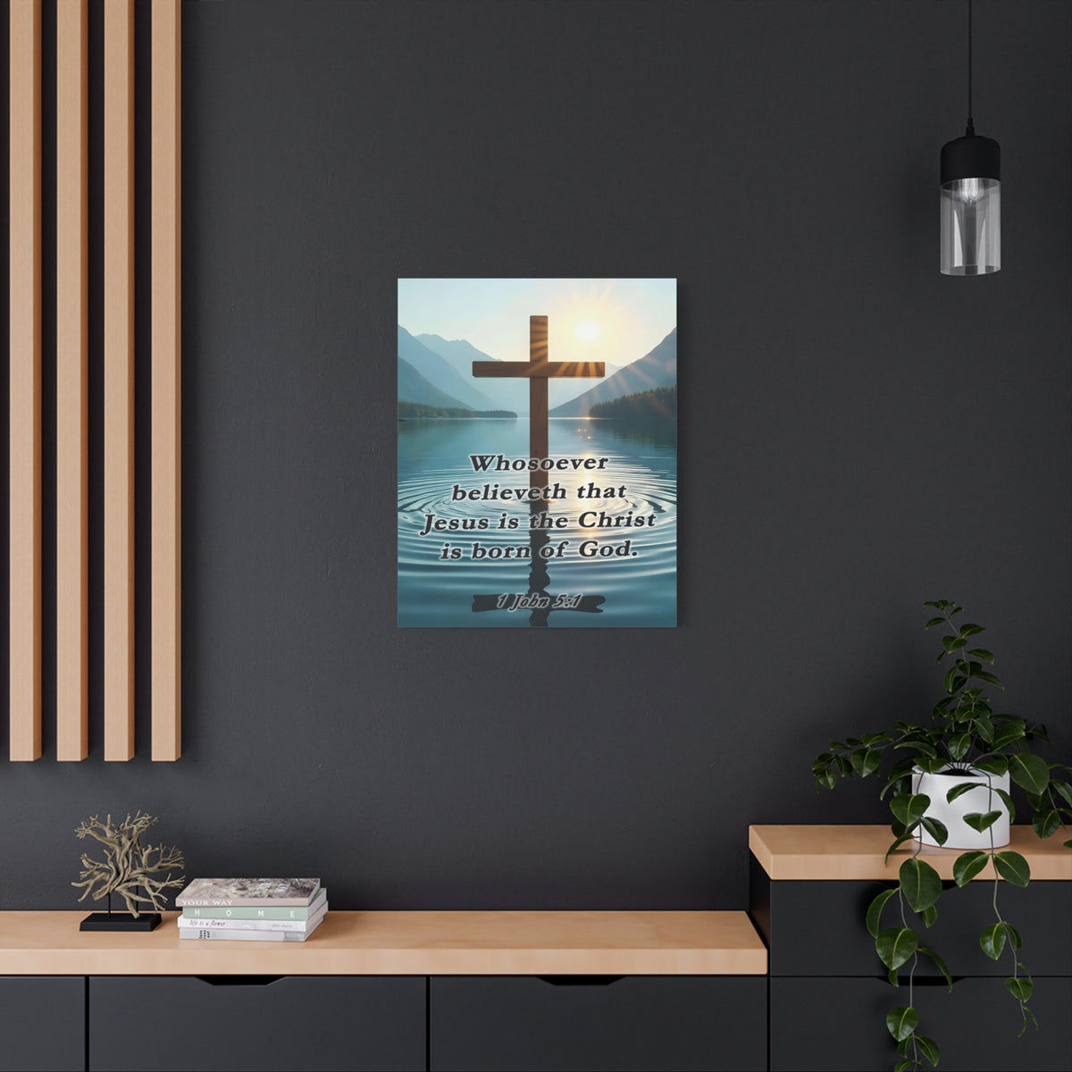 Scripture Walls 1 John 5:1 Jesus is The Christ Bible Verse Canvas Christian Wall Art Ready to Hang Unframed-Express Your Love Gifts