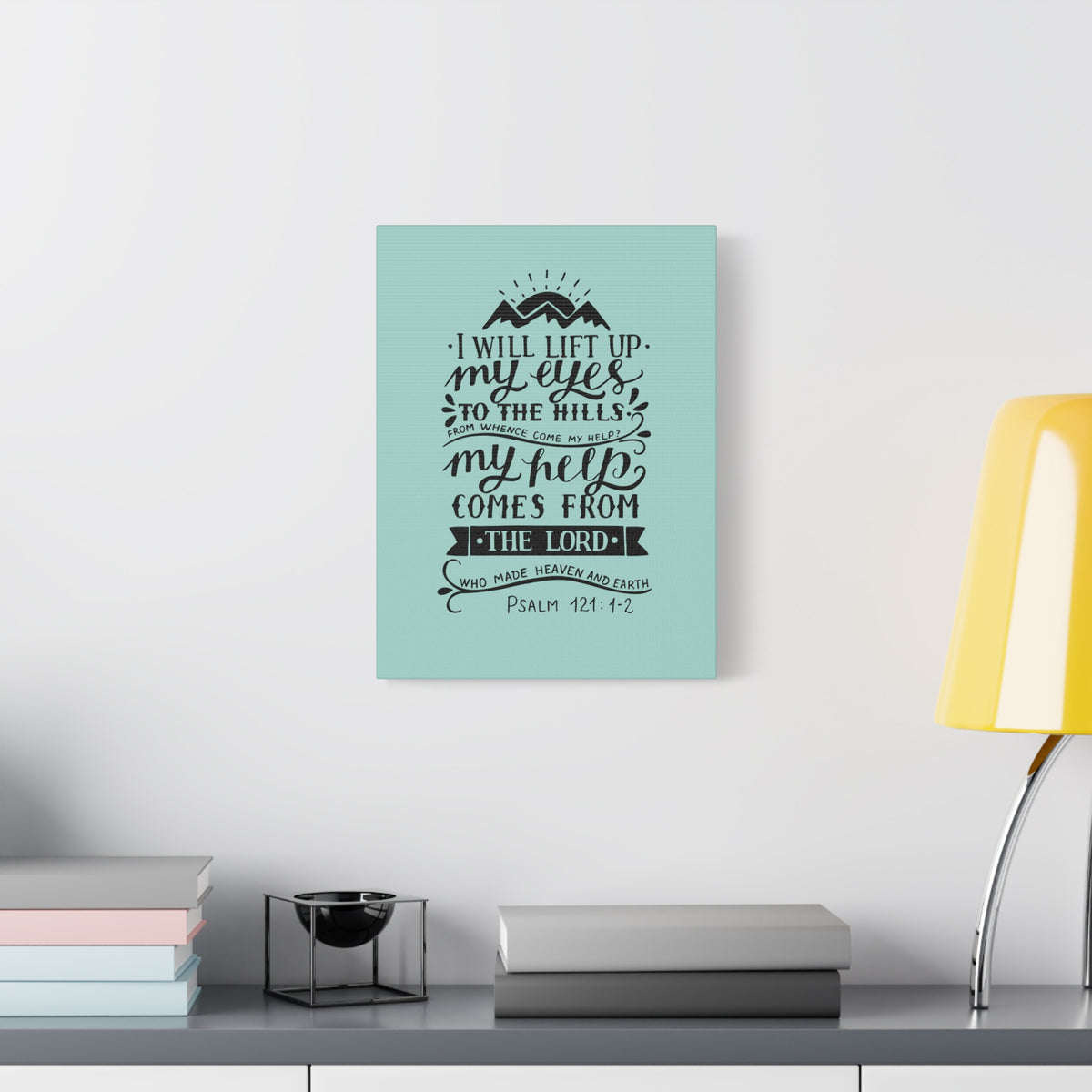 Scripture Canvas Heaven And Earth Psalm 121:1-2 Christian Wall Art Bible Verse Print Ready to Hang-Express Your Love Gifts
