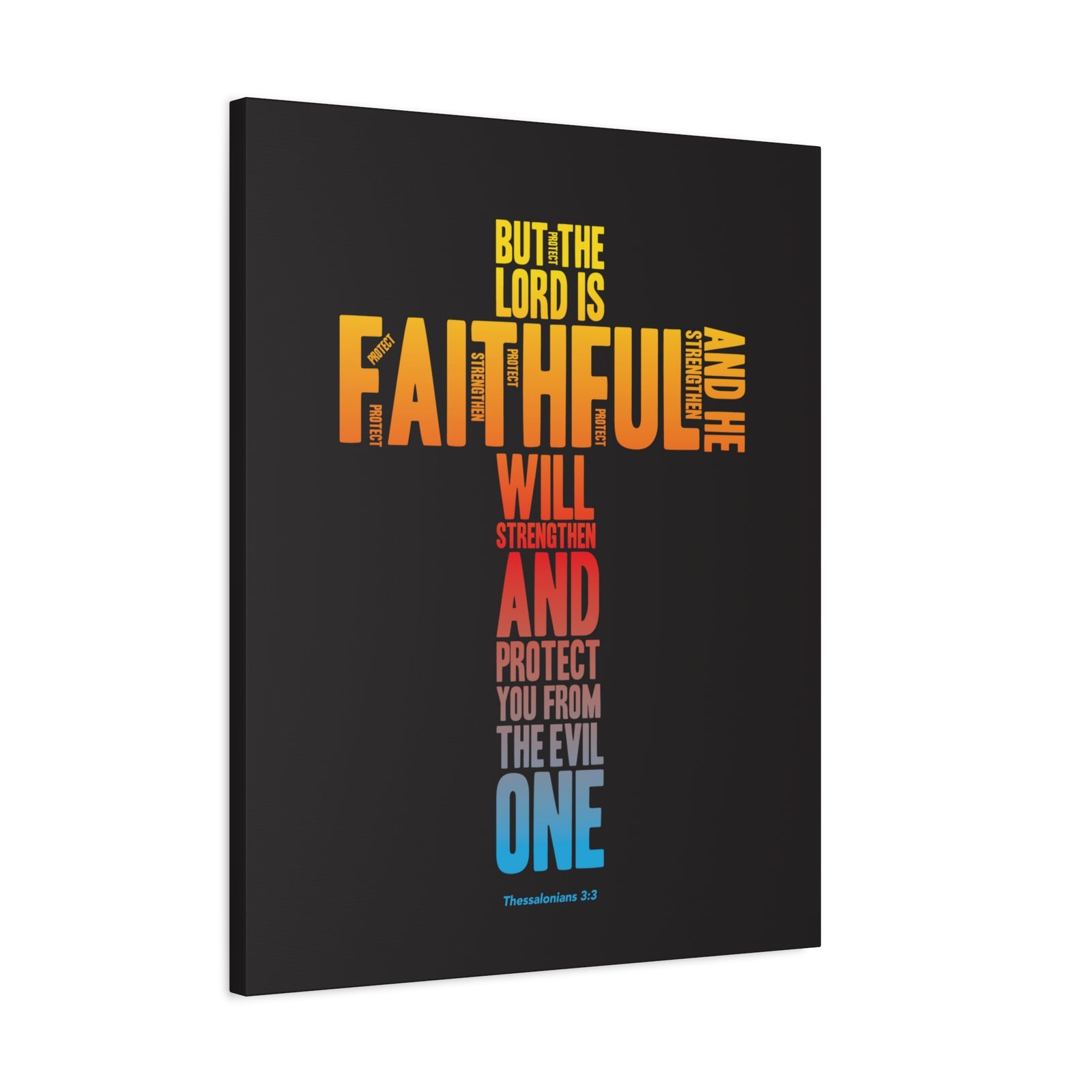 Scripture Canvas Protect You From Evil Thessalonian 3:3 Christian Wall Art Bible Verse Print Ready to Hang-Express Your Love Gifts