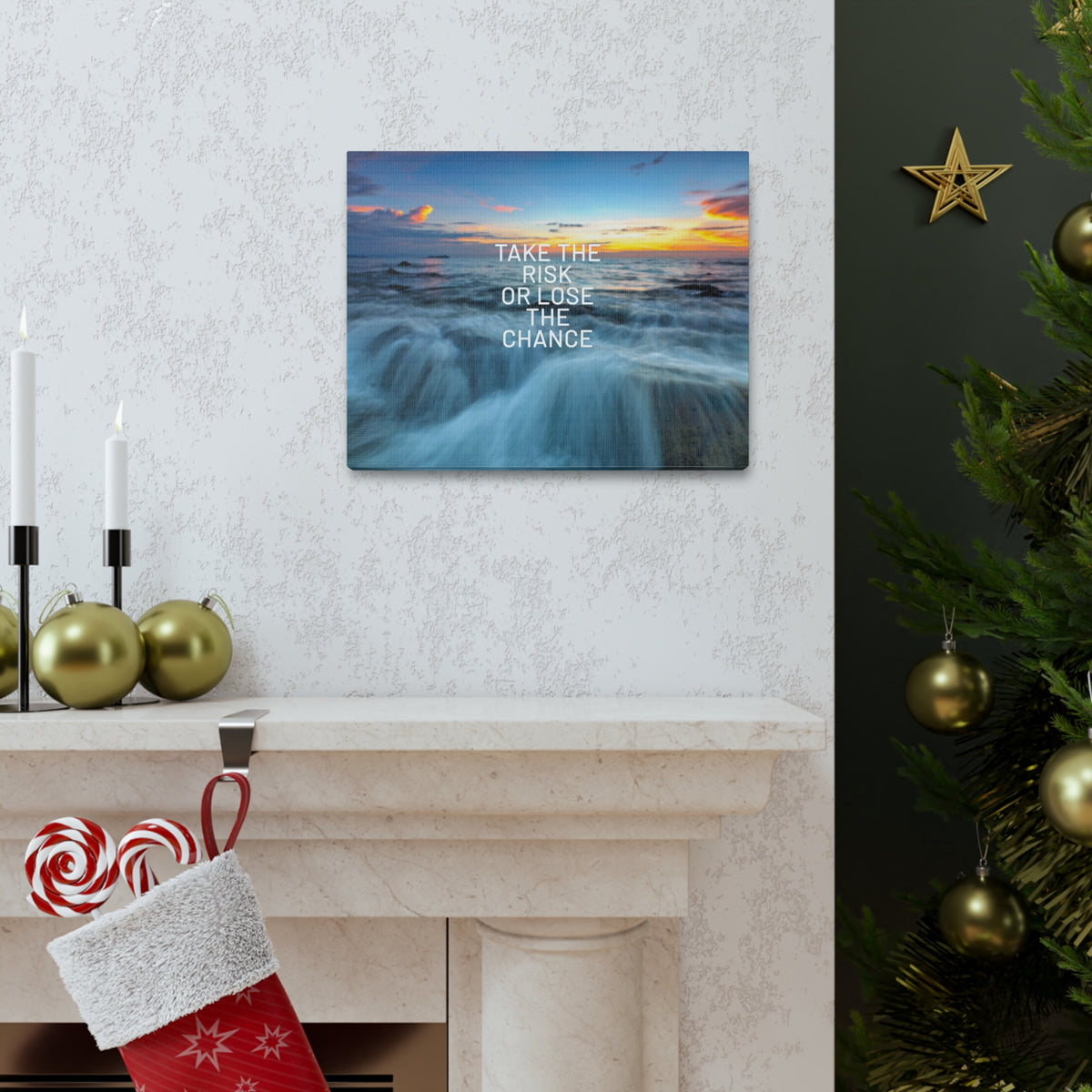 Inspirational Quote Canvas Take The Risk Motivational Print Ready to Hang Artwork-Express Your Love Gifts