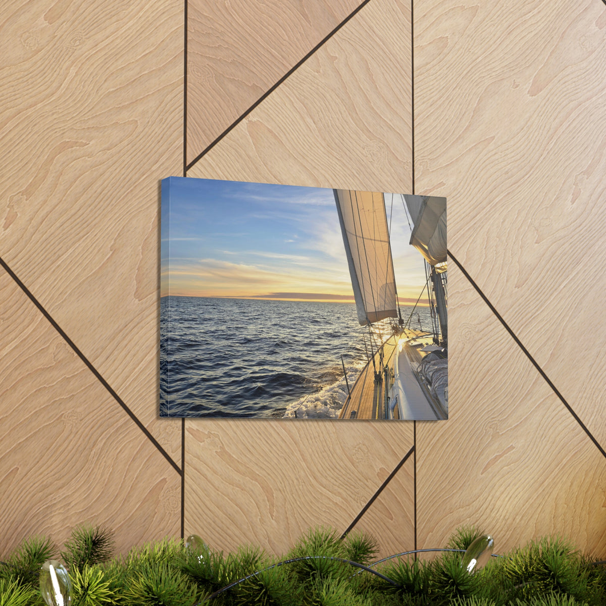 Sailboat Sailing In The Sea At Sunset Ocean Canvas Wall Art for Home Decor Ready-to-Hang-Express Your Love Gifts