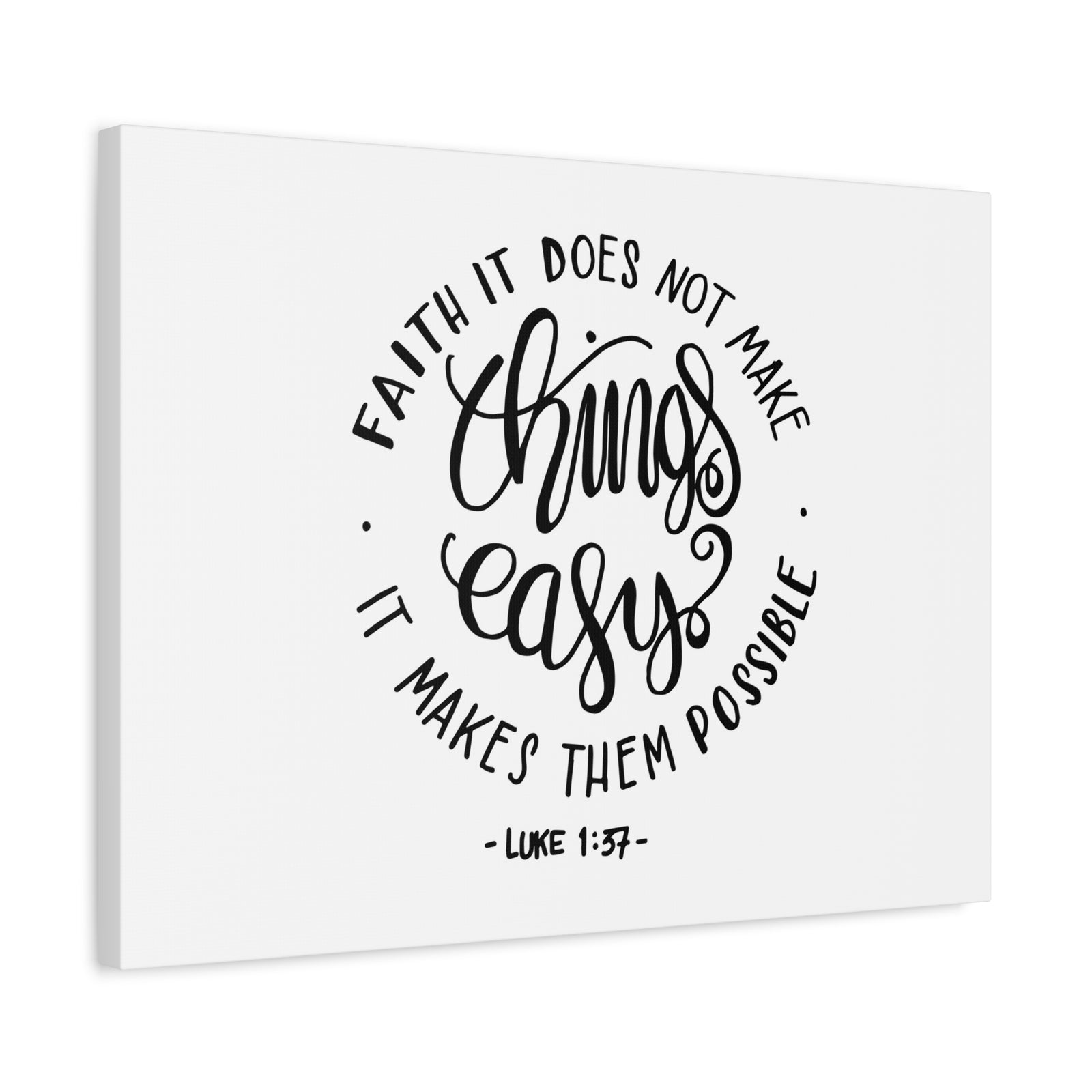 Scripture Canvas Things Easy Luke 1:37 Christian Wall Art Bible Verse Print Ready to Hang