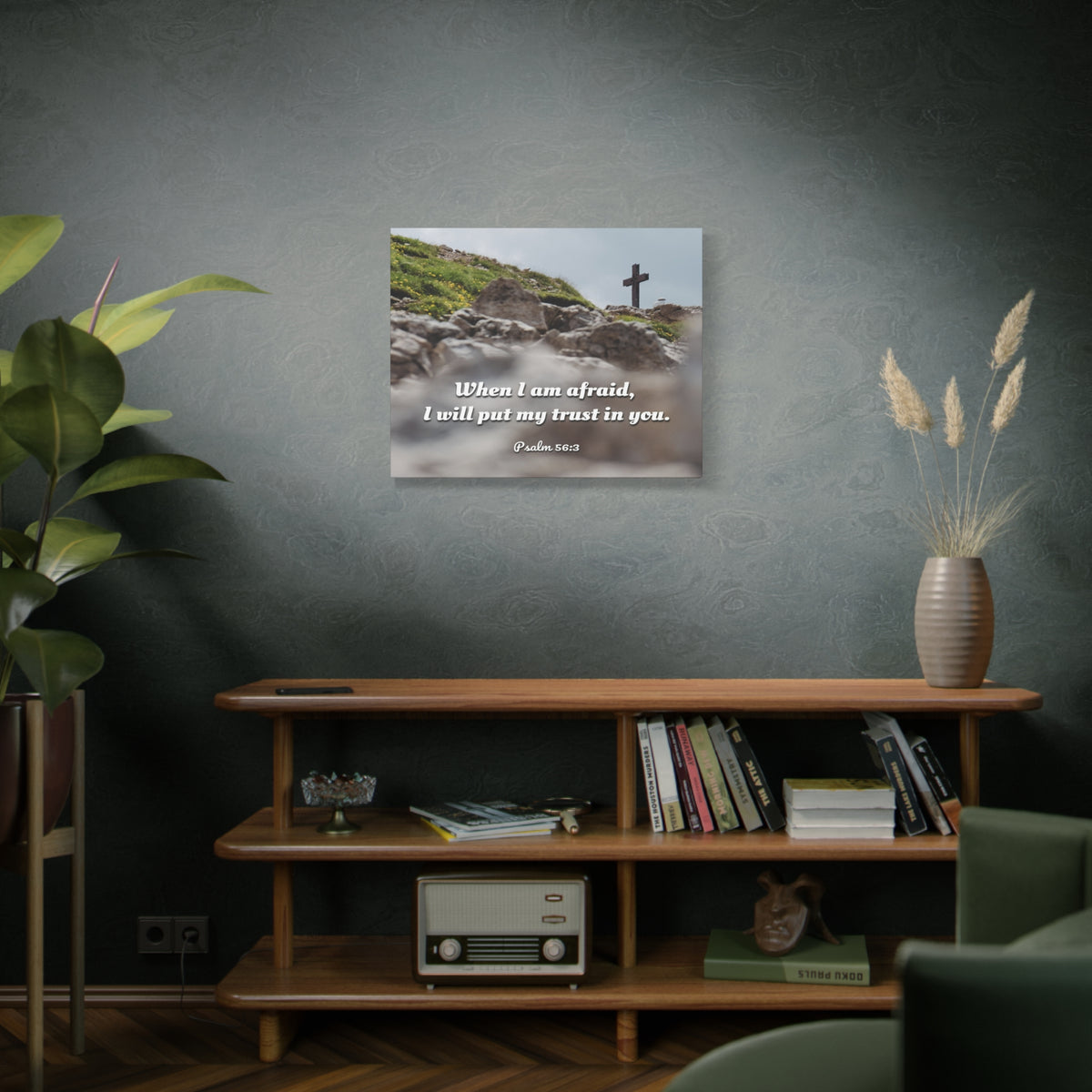 Scripture Canvas Trust In Thee Psalms 56:3 Christian Wall Art Bible Verse Print Ready to Hang-Express Your Love Gifts