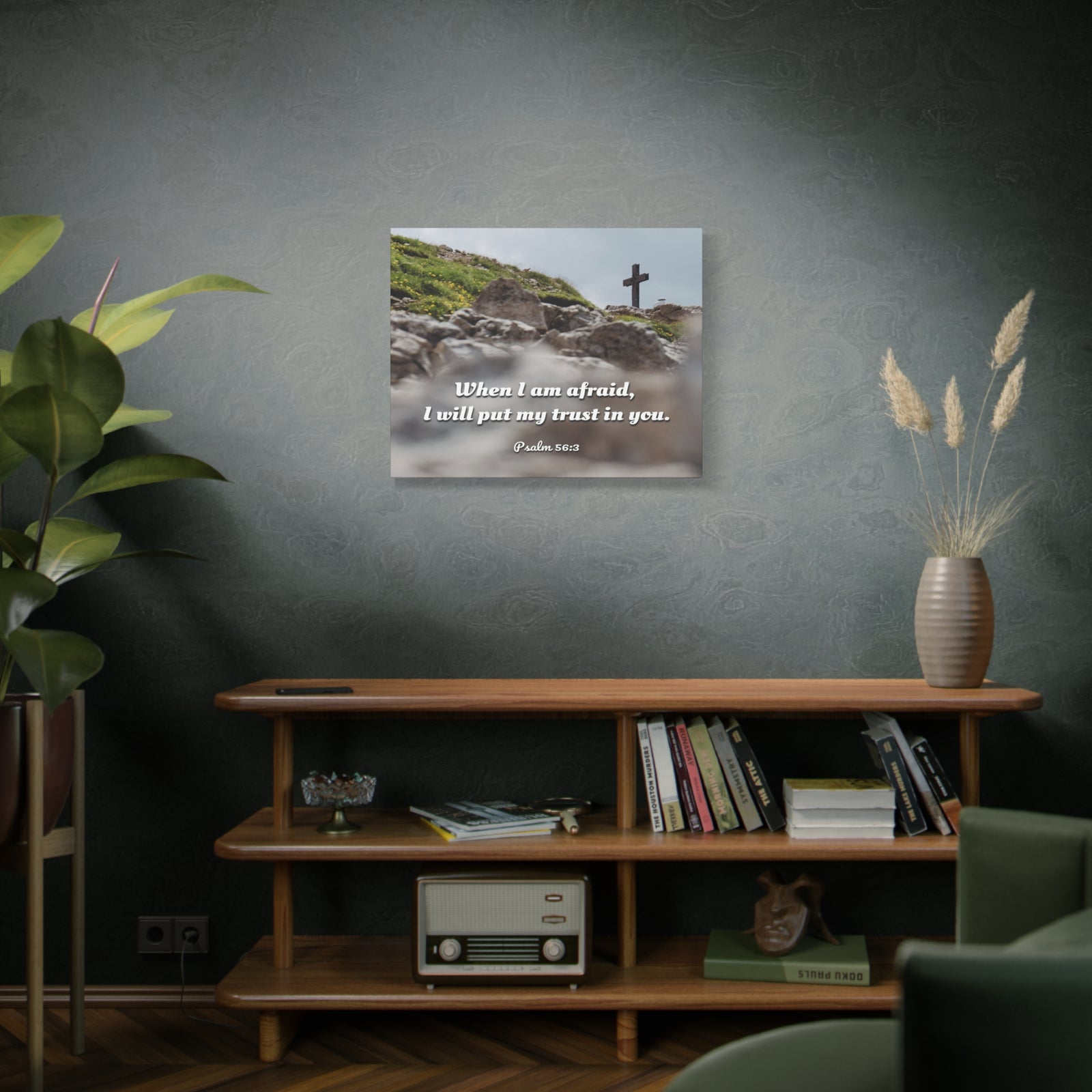 Scripture Canvas Trust In Thee Psalms 56:3 Christian Wall Art Bible Verse Print Ready to Hang-Express Your Love Gifts
