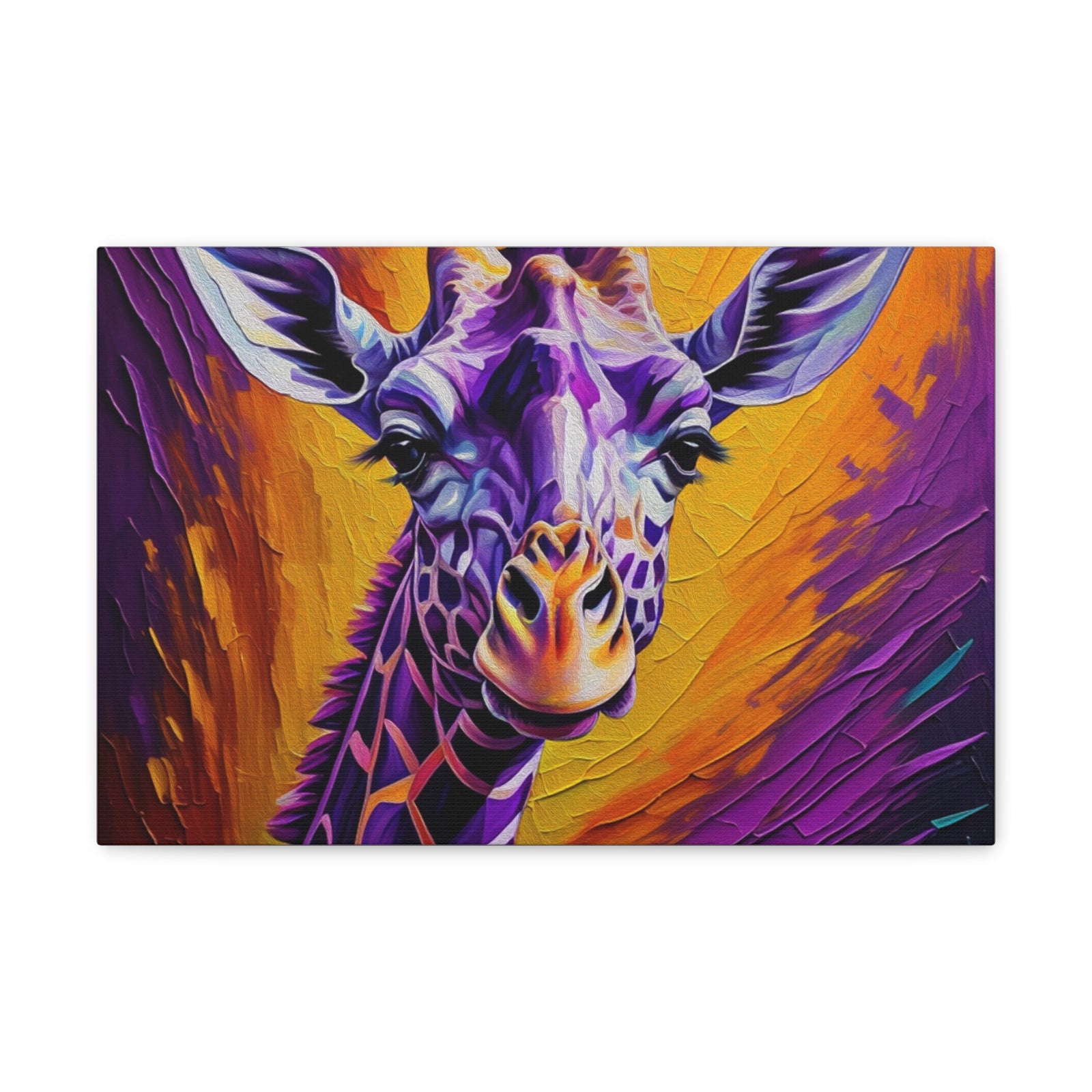 Giraffe Abstract Purple Modern Oil Painting Canvas Wall Art for Home Decor Ready-to-Hang-Express Your Love Gifts