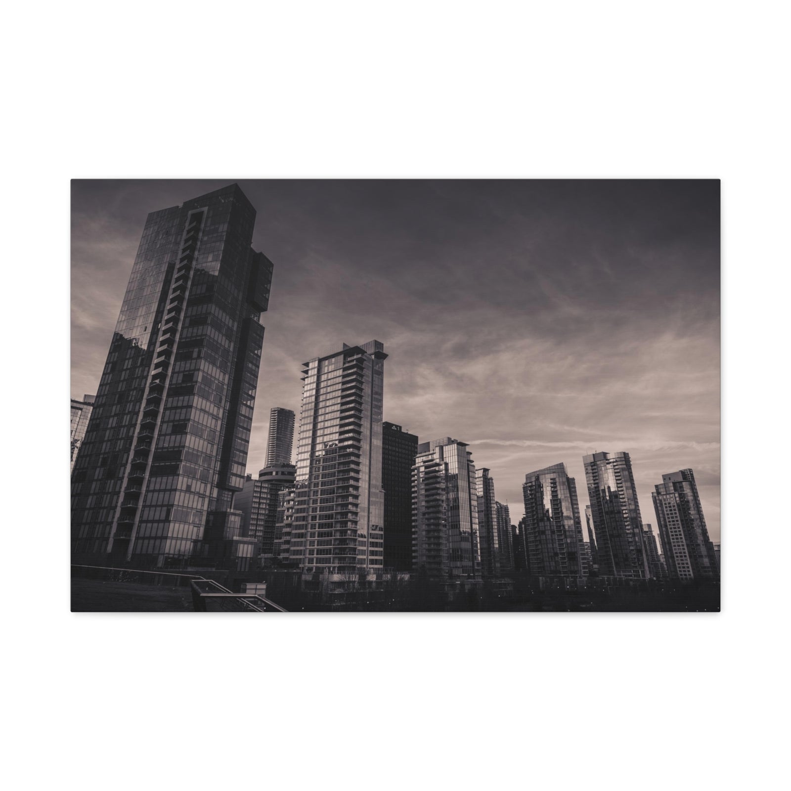 Vancouver Black And White Skyline Canvas Artwork High-Quality Breathtaking Stunning Cityscape for Home Decor Ready to Hang-Express Your Love Gifts