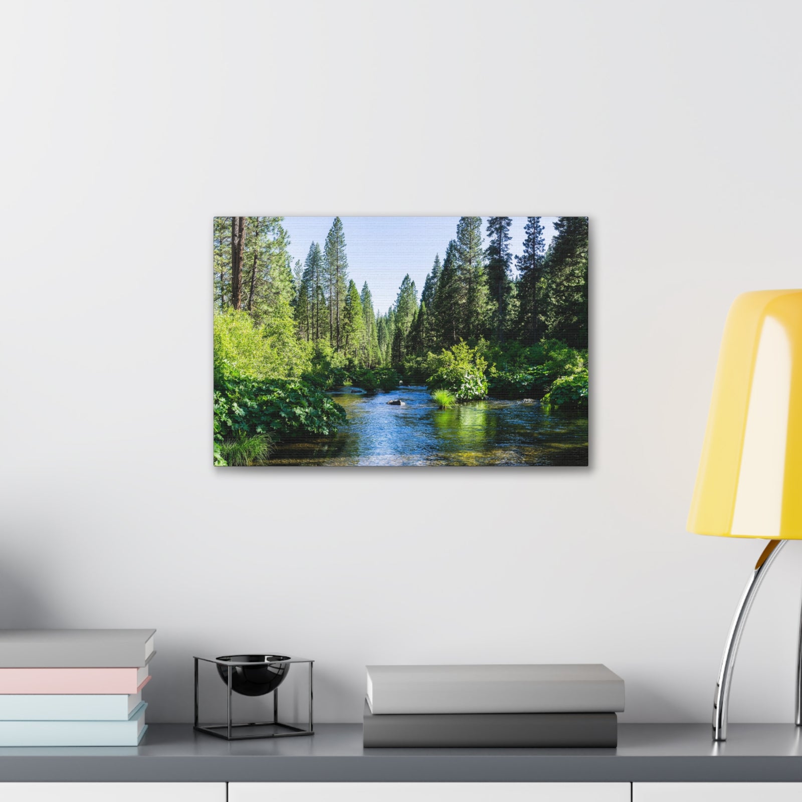 River Through The Green Forest Nature Wilderness Photography Canvas Wall Art for Home Decor Ready-to-Hang-Express Your Love Gifts