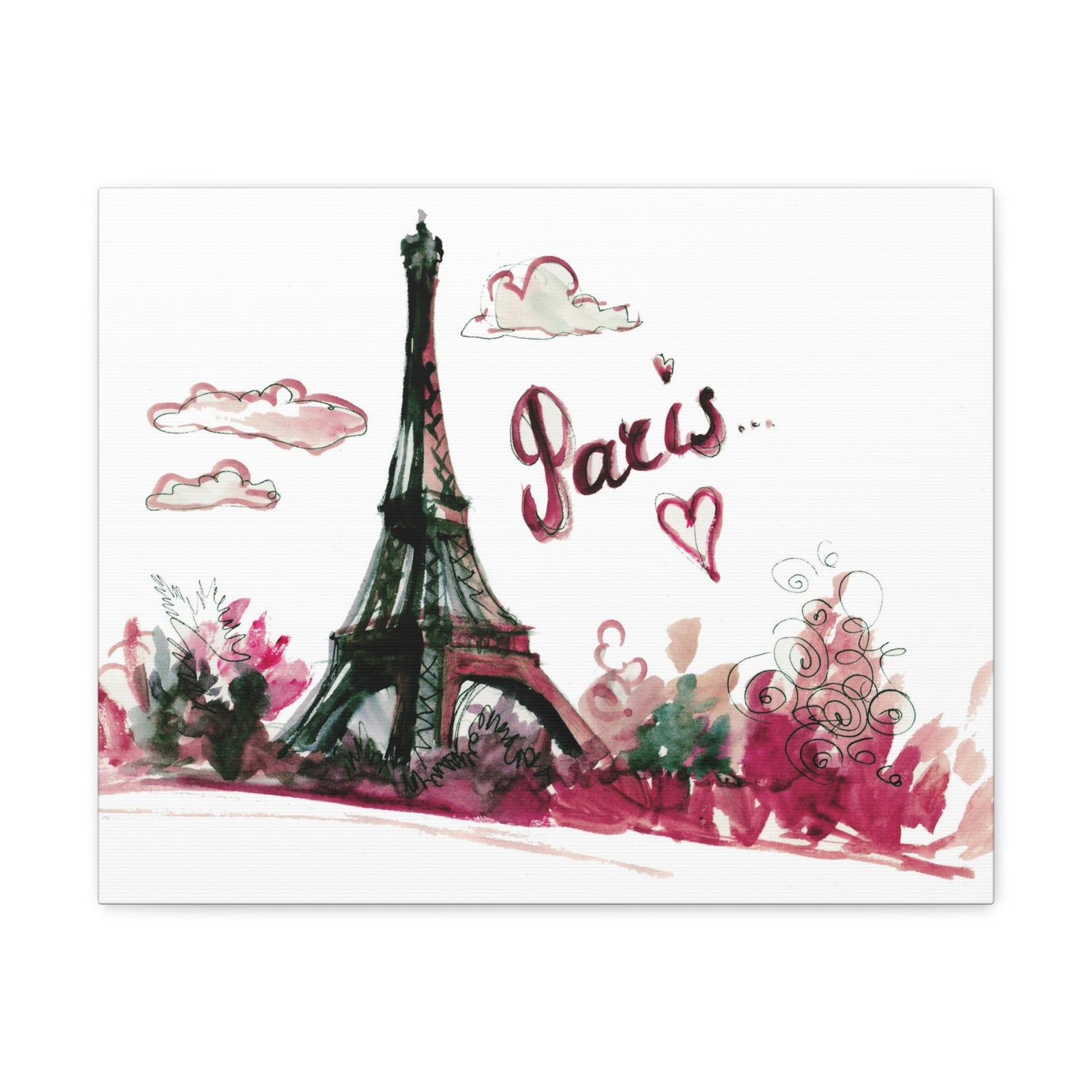 Pink Eiffel Tower Illustration Paris France Canvas Artwork High-Quality Breathtaking French City for Home Decor Ready to Hang-Express Your Love Gifts