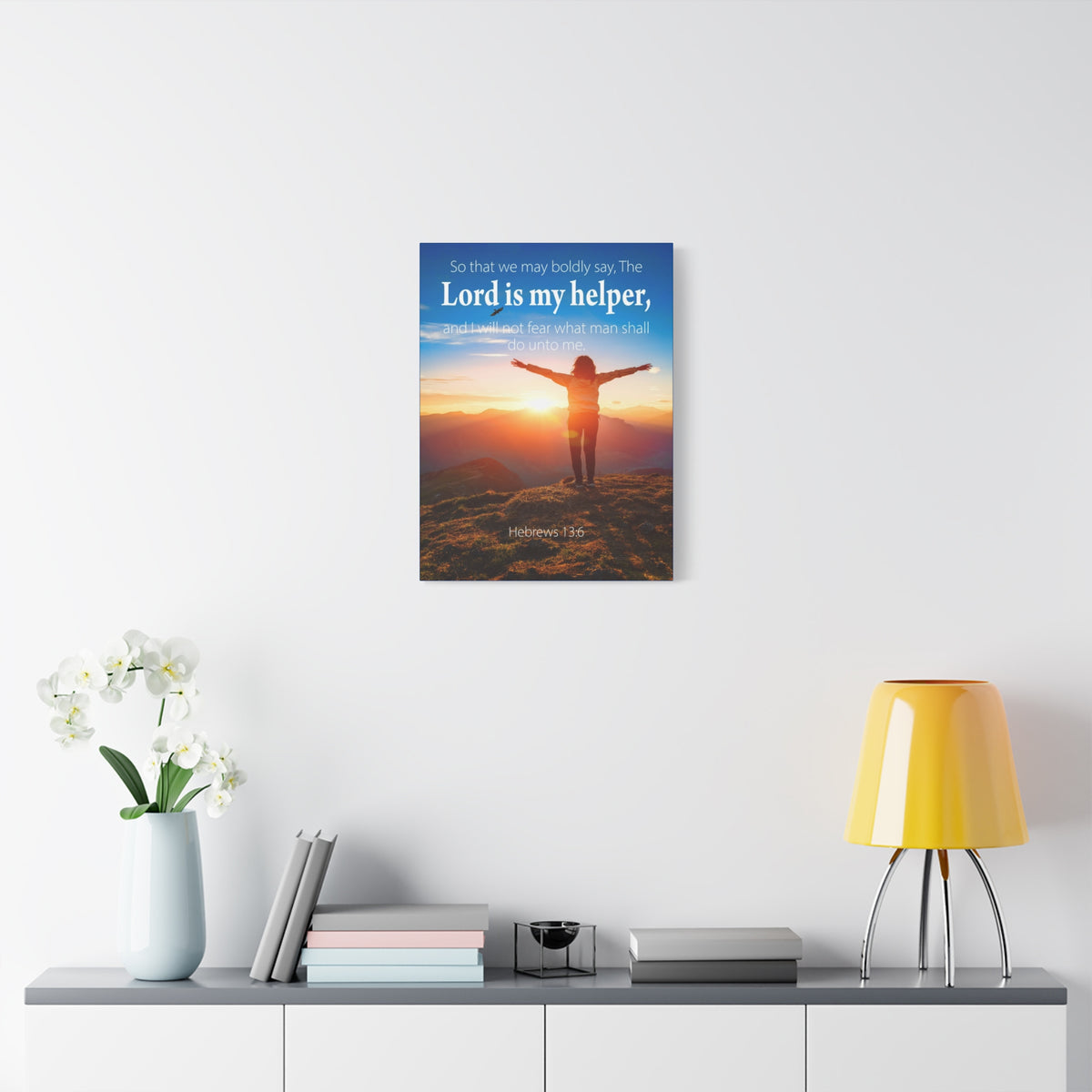 Scripture Walls Lord is My Helper Hebrews 13:6 Bible Verse Canvas Christian Wall Art Ready to Hang Unframed-Express Your Love Gifts