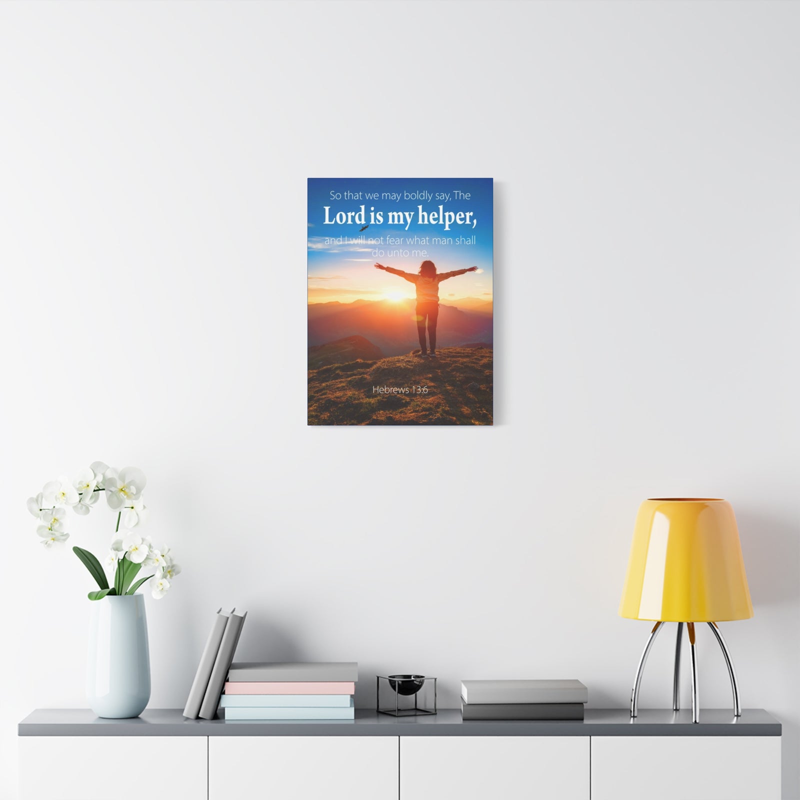 Scripture Walls Lord is My Helper Hebrews 13:6 Bible Verse Canvas Christian Wall Art Ready to Hang Unframed-Express Your Love Gifts