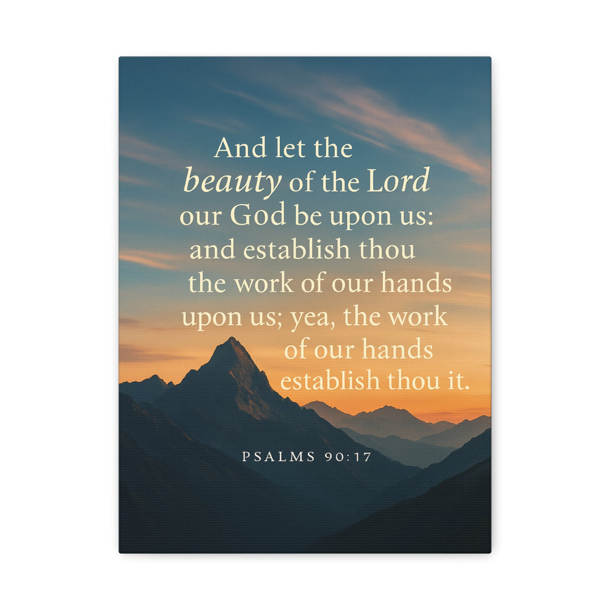 Bible Verse Canvas Psalms 90:17 Christian Home Décor Wall Art Scripture Ready to Hang Faith Print-Express Your Love Gifts