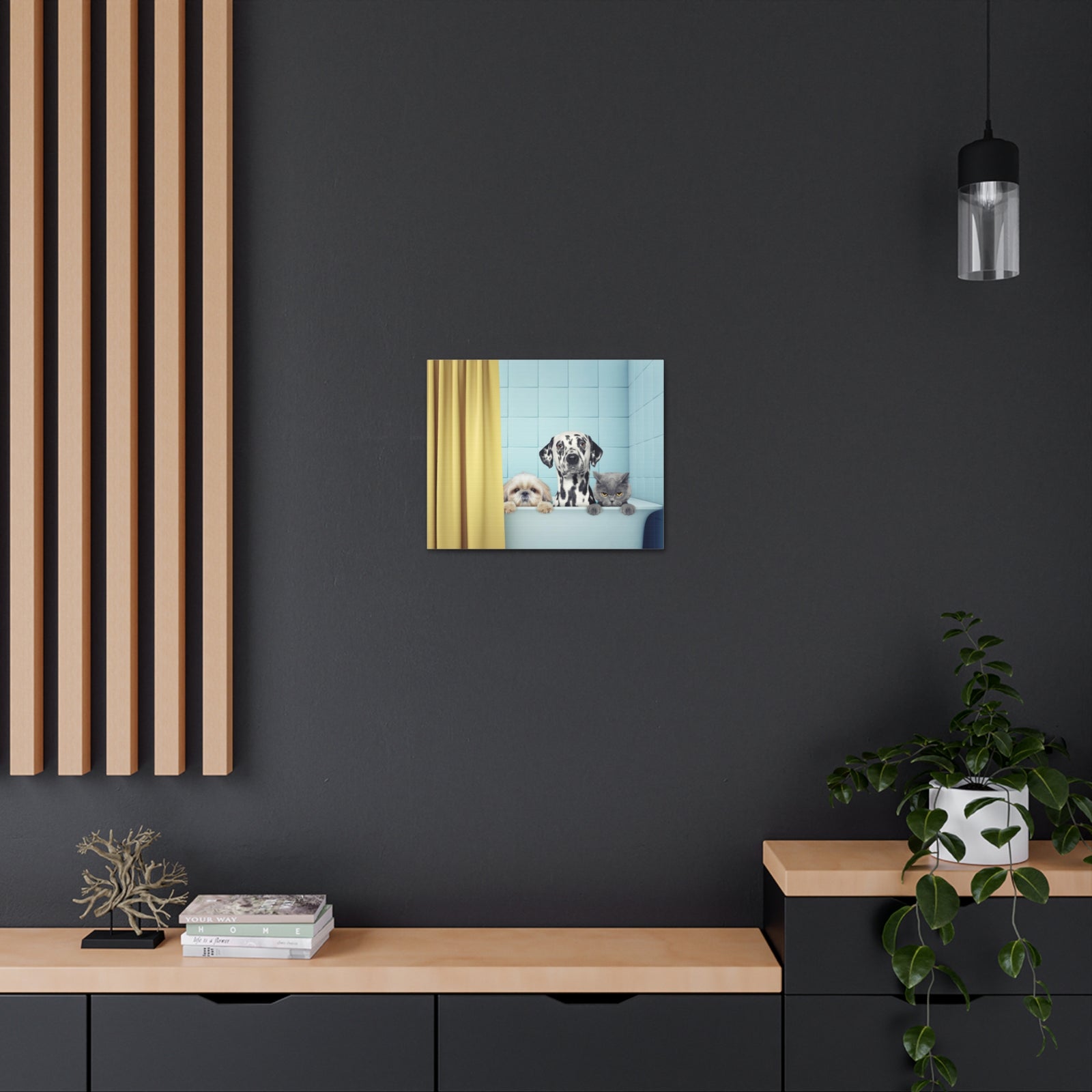 Cute Two Dogs and Cat Canvas Wall Art for Home Decor Ready-to-Hang-Express Your Love Gifts