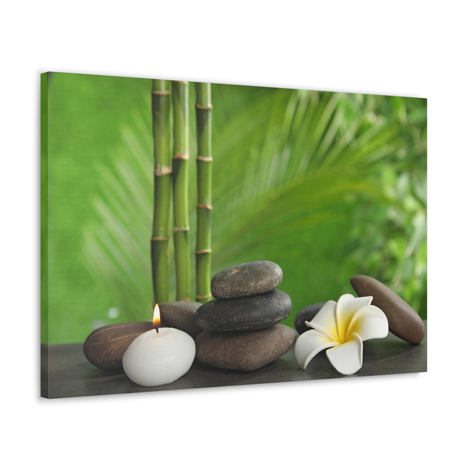Stones on Table Forest Floral Nature Photography Canvas Wall Art for Home Decor Ready-to-Hang-Express Your Love Gifts