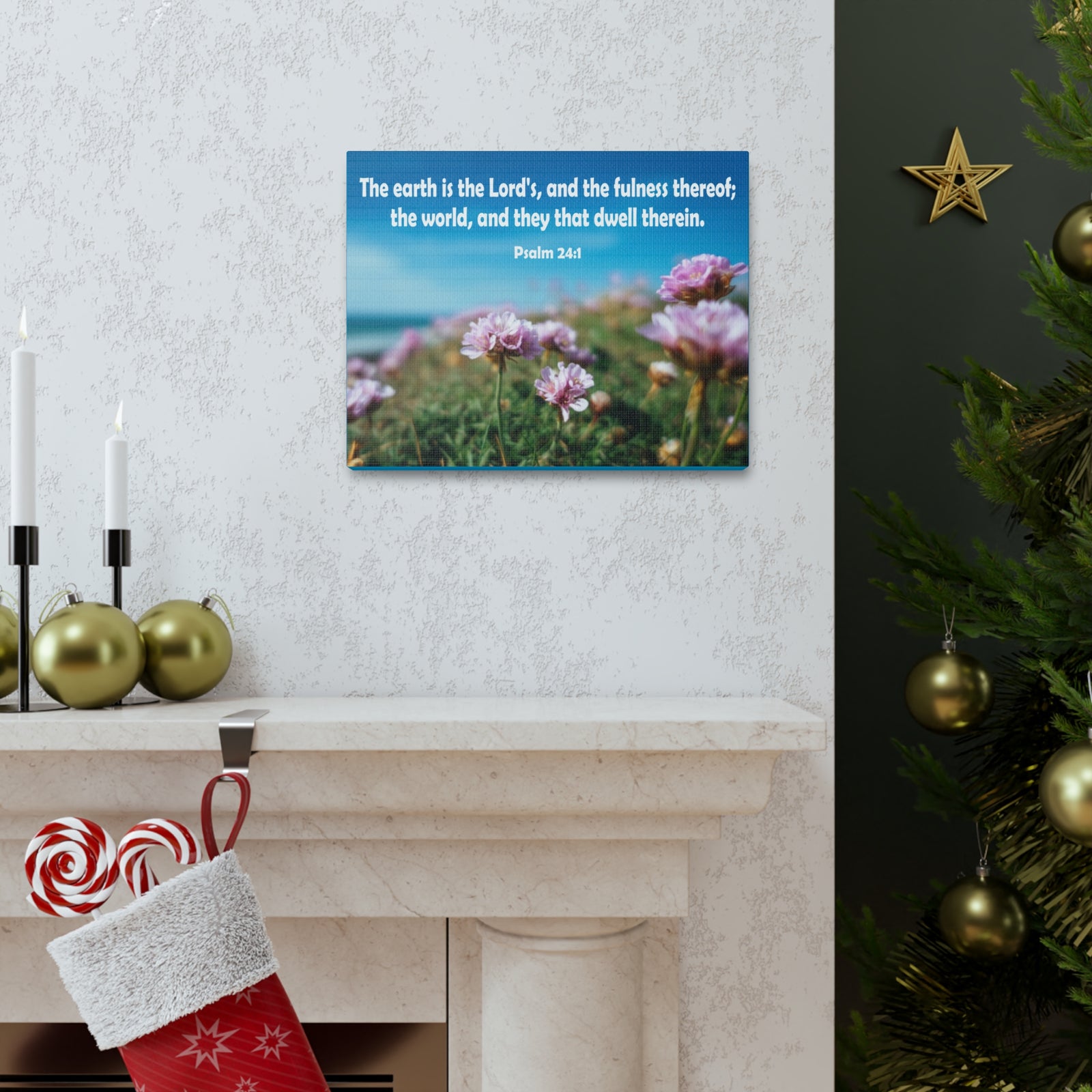 Scripture Walls The Earth is The Lord's Psalm 24:1 Bible Verse Canvas Christian Wall Art Ready to Hang Unframed-Express Your Love Gifts